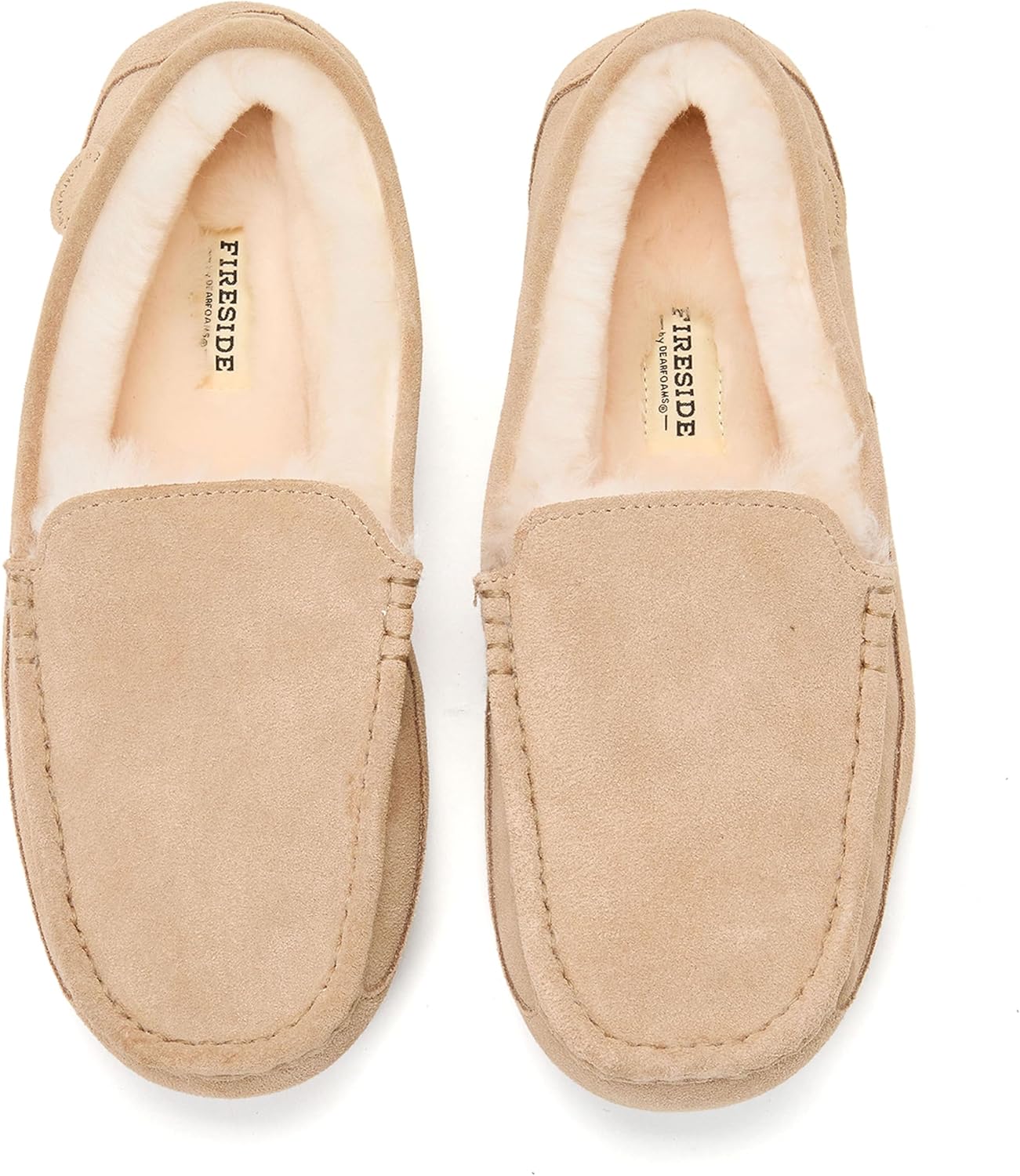 Fireside By Dearfoams Men's Melbourne Genuine Shearling Moccasin Slippers, Memory Foam Sudede Loafers Slip-in House Shoes - Image 8