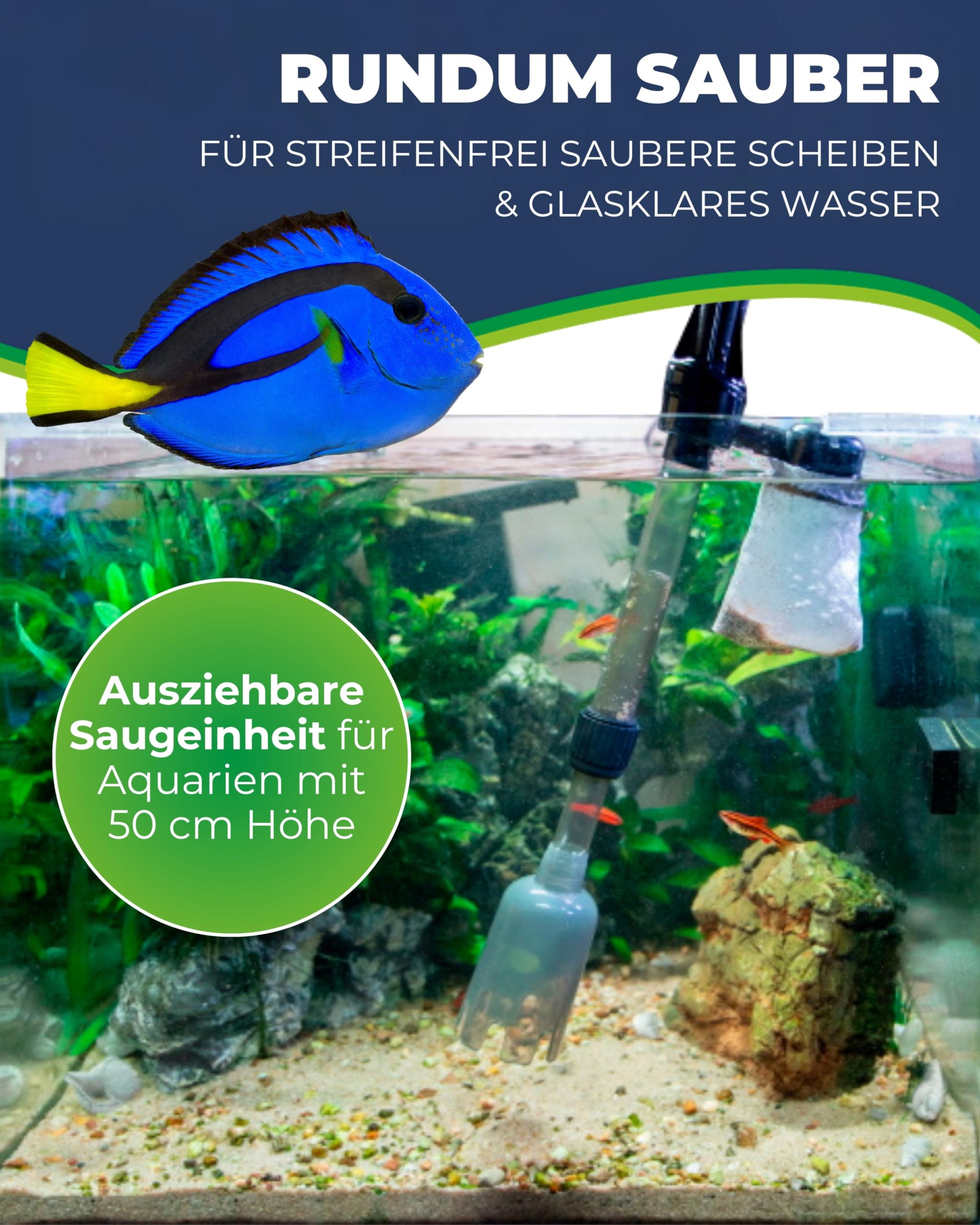 Hobby Aquaristik Perfektus Pro I Akkubetriebener Aquarien Staubsauger I Aquarium Sauger zur effizienten Entfernung von Mulm und Schmutz I elektrischer Mulmsauger mit 650 l/h Förderleistung