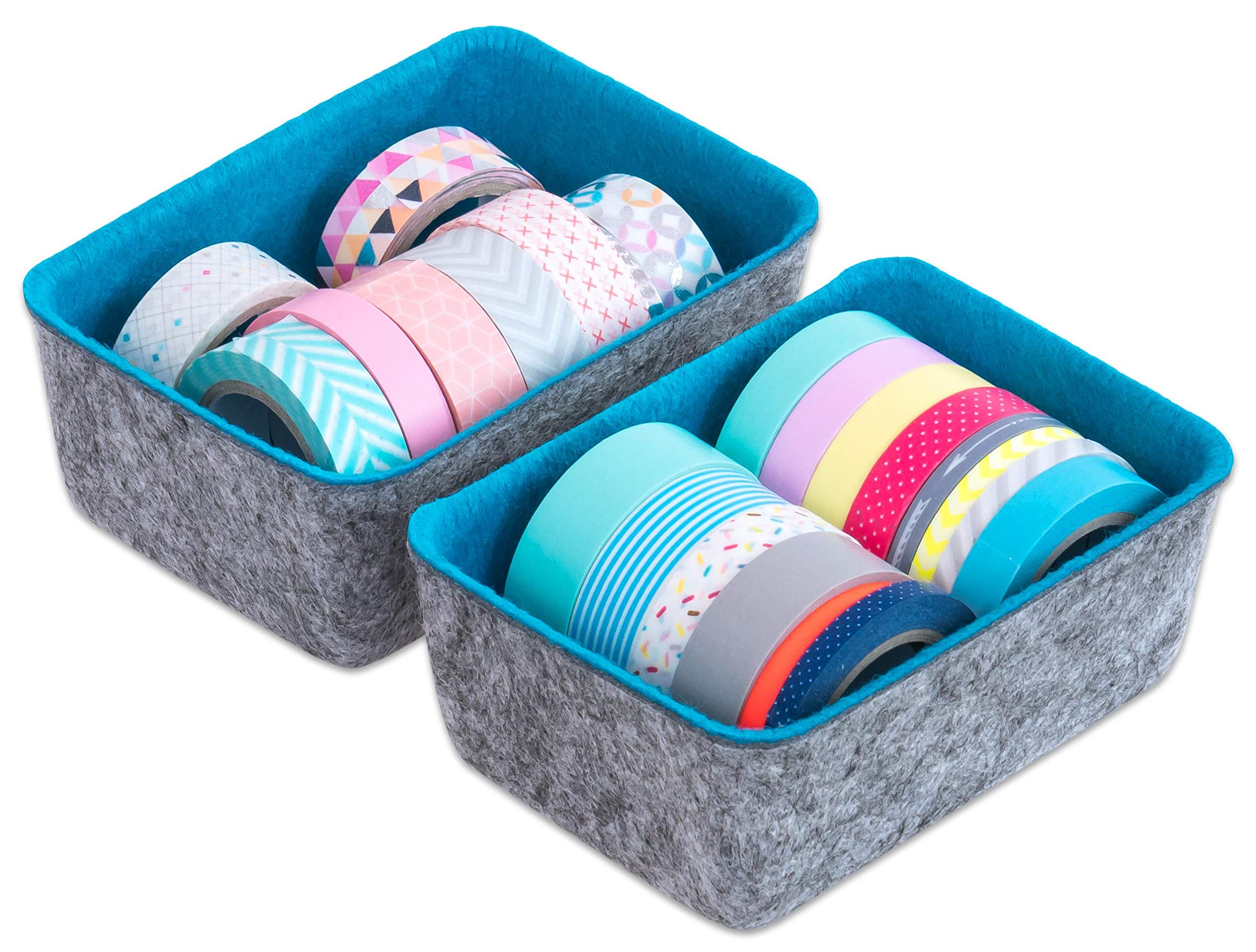 Betzold - Filzschalen-Set 7-teilig türkis - Aufbewahrungs-Boxen Filzkörbe