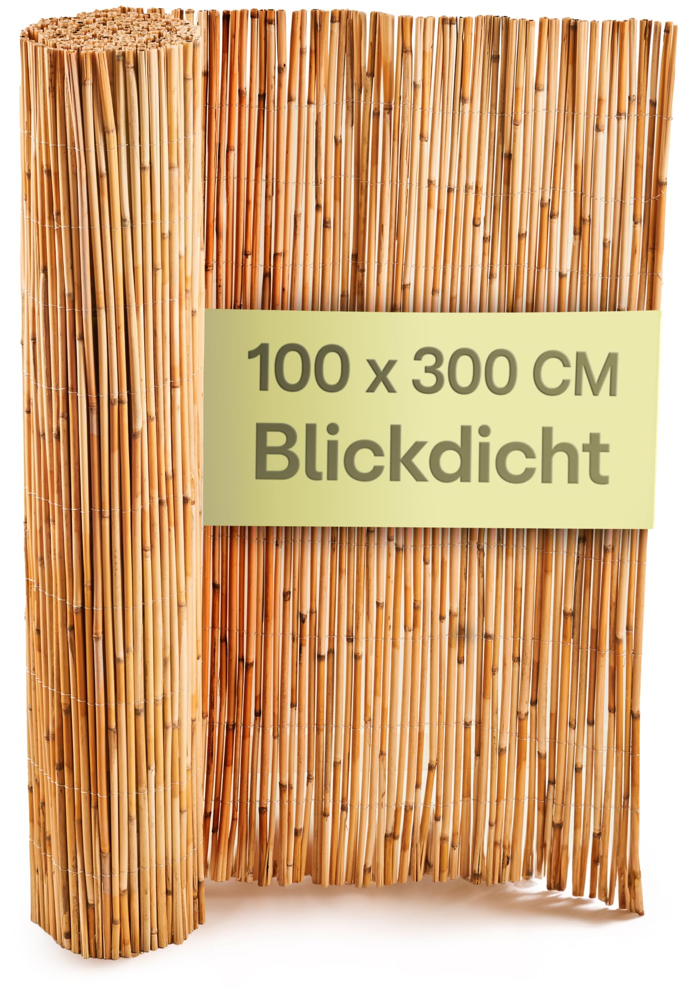 Praknu Schilf Balkon Sichtschutz Holz - FSC® Zertifiziertes, Natürliches Schilf - Einsetzbar Im Innen- Und Außenbereich - Zaun Sichtschutz für Balkon & Garten - 100 x 300cm - Bambus Sichtschutz Zaun