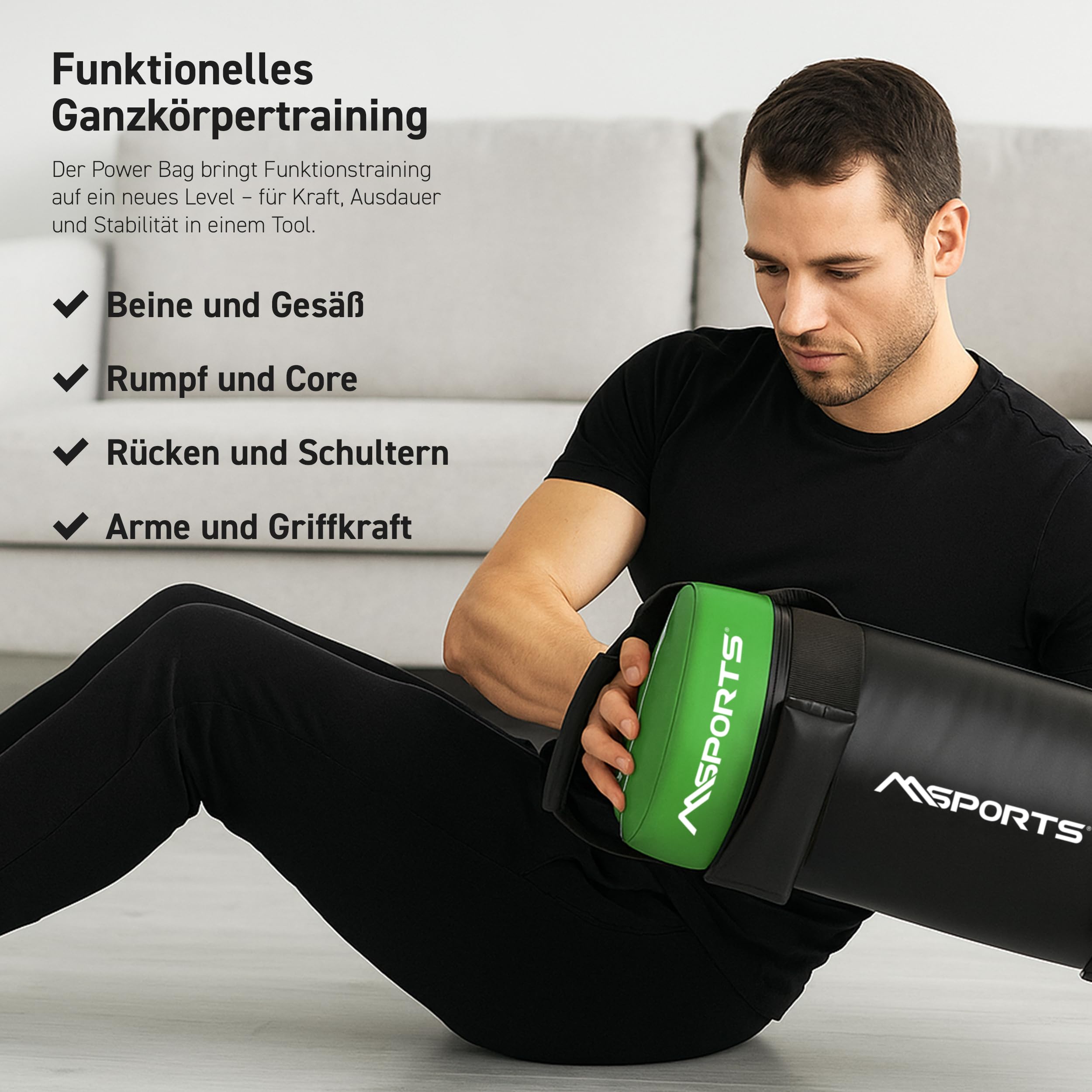 MSPORTS Power Bag Premium 5-30 kg Fitness Bag - Sandsack für Functional Fitness Gewichtssack