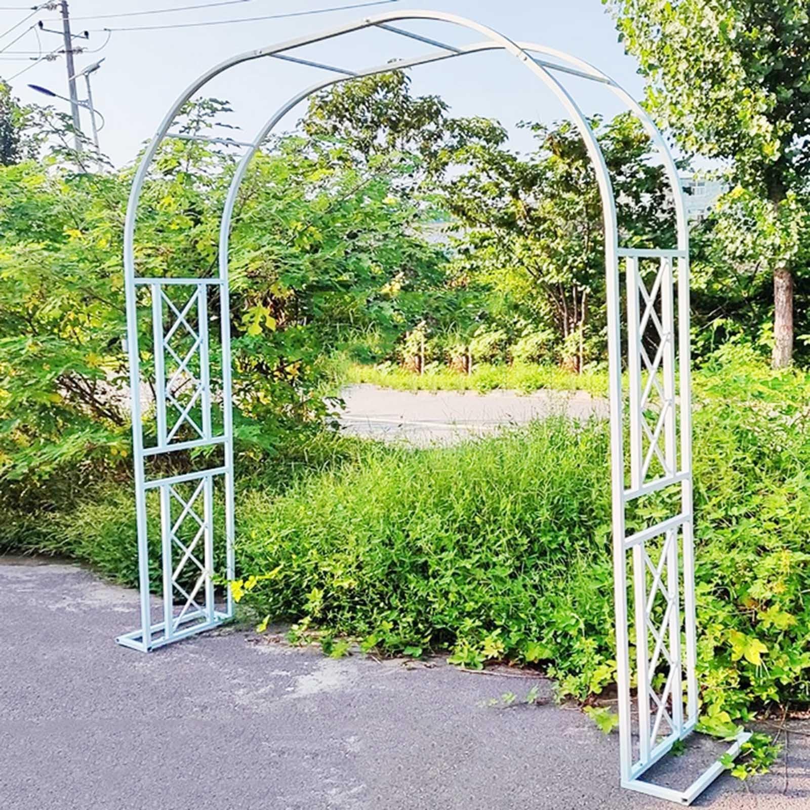 QYANPEN Heavy Duty Garden Arch Metal Rose Arches Wide 140cm 180cm 220cm 260cm 300cm 340cm Large Climbing Plants Support Archway Rustproof Garden Entrances Decoration Arch Trellis(White,300x230x40cm)