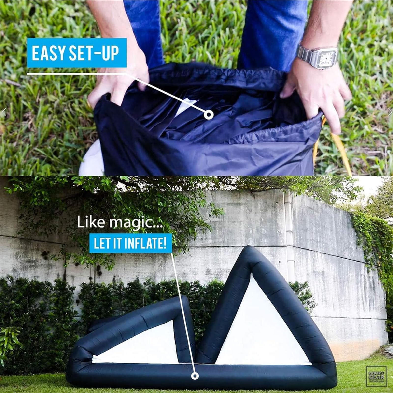 Schermo di proiezione gonfiabile - Schermo di proiezione per esterni per feste di film in giardino con soffiatore e borsa per il trasporto, proiezione frontale e posteriore,16ft