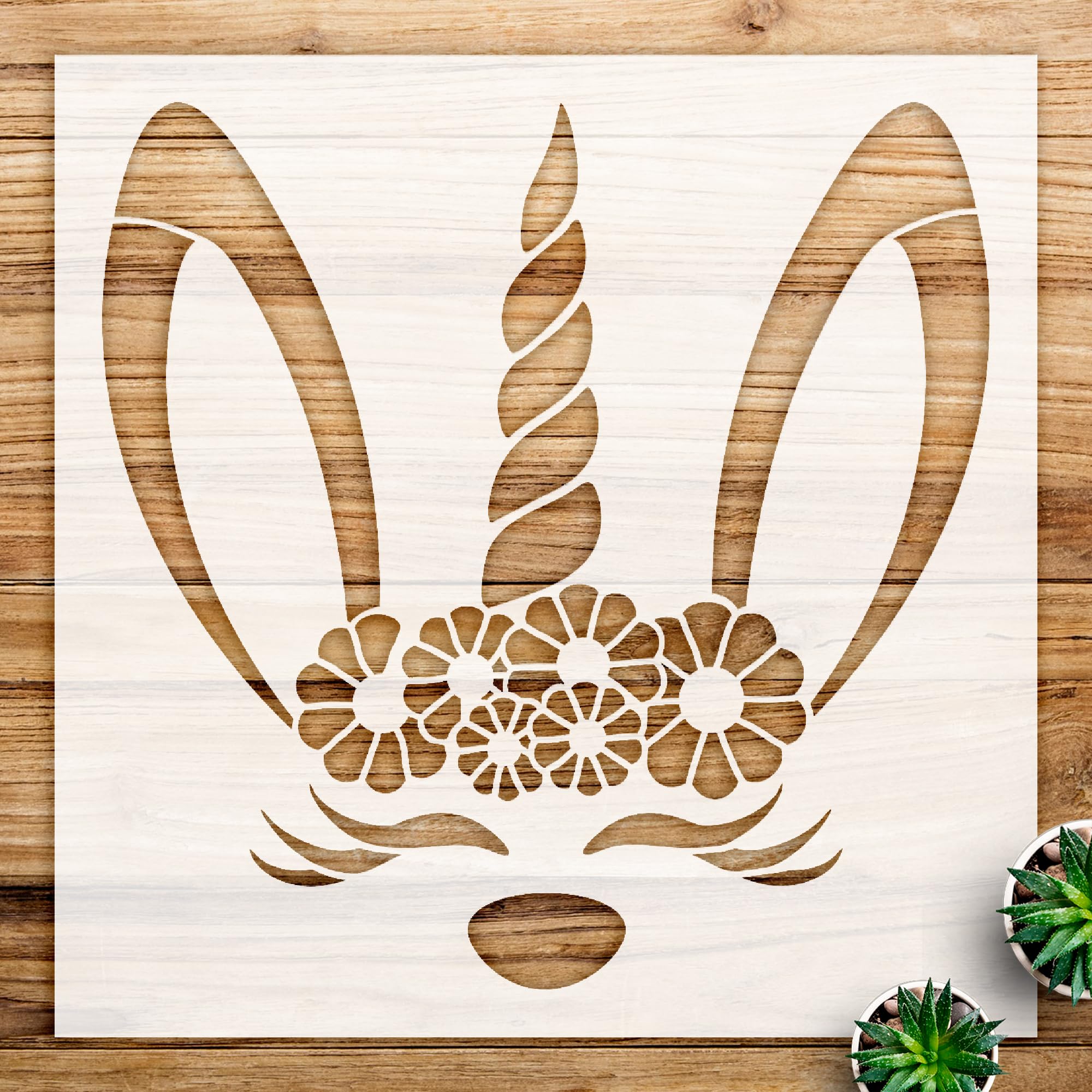 Easter Bunny Unicorn Stencil with Flower Crown, Reusable Mylar Template for DIY Spring Home Decor, Craft Painting, and Creative Projects - Size A3 (11.7