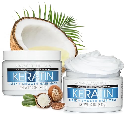 Advanced Clinicals Tratamiento de mascarilla capilar con queratina para cabello tratado con color, desintoxicante y fortalecedor de reparación de