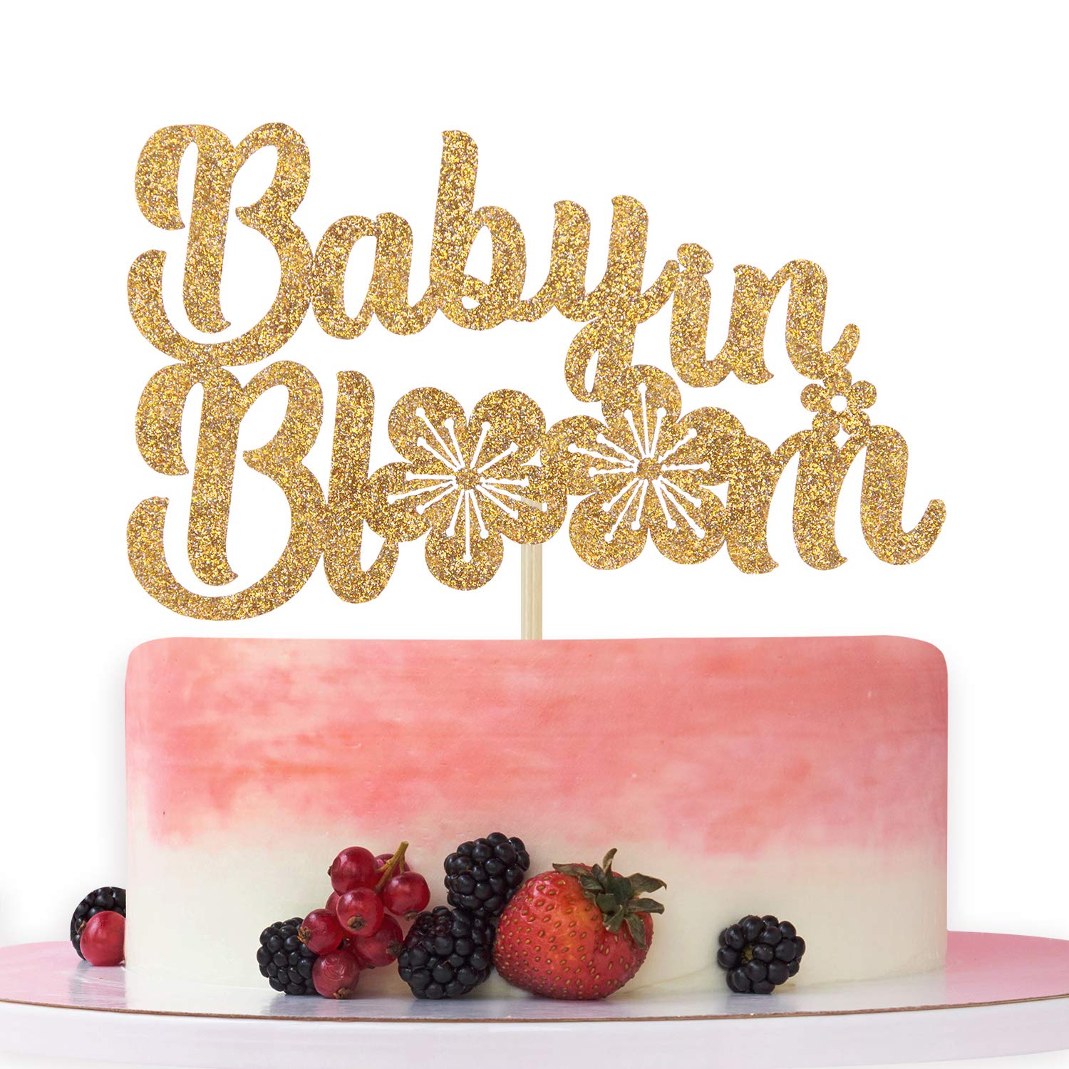 Buy Baby in Bloom Gold Glitter Cake Topper, Pregnancy Announcement Cake