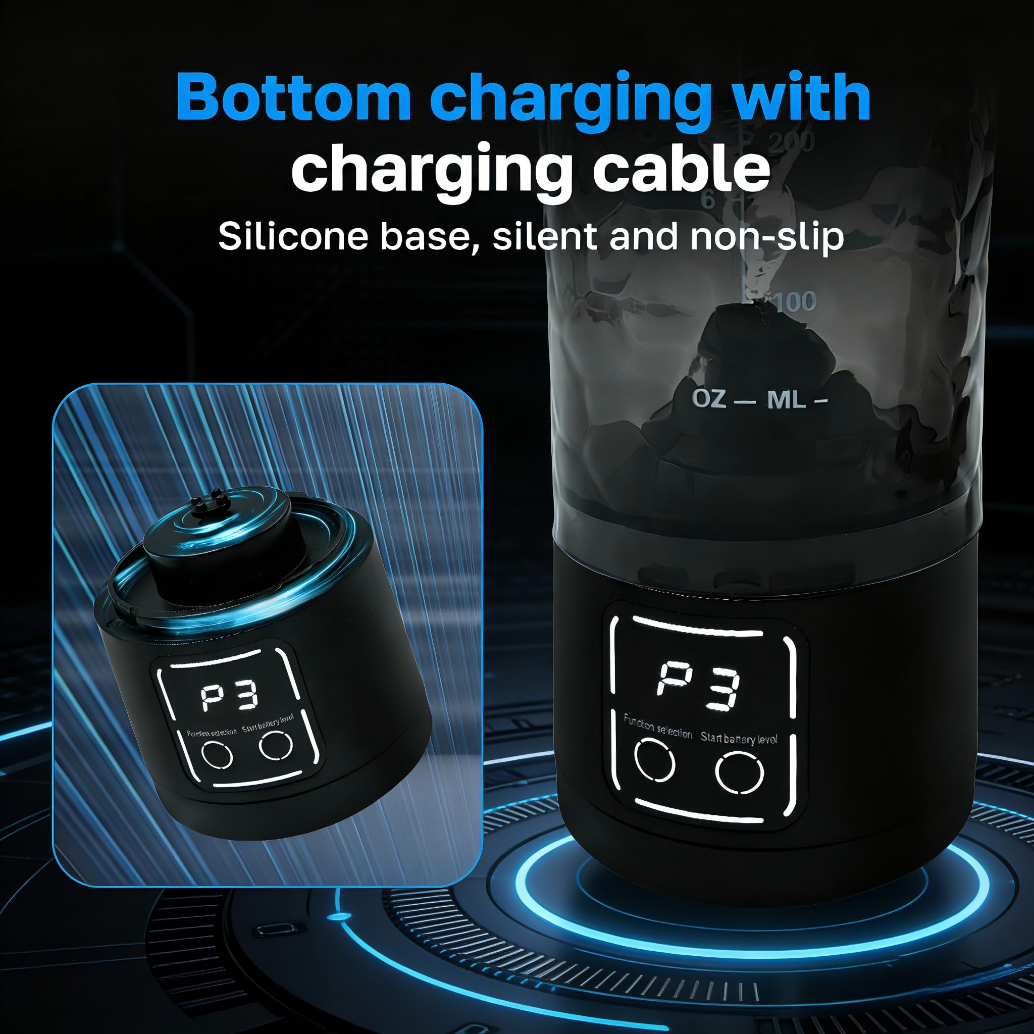 Bottiglia shaker elettrica per proteine, 700 ml, ricaricabile tramite USB, portatile, frullatore, 15 secondi, senza grumi, a tenuta stagna e silenziosa, per palestra/viaggi (nero)