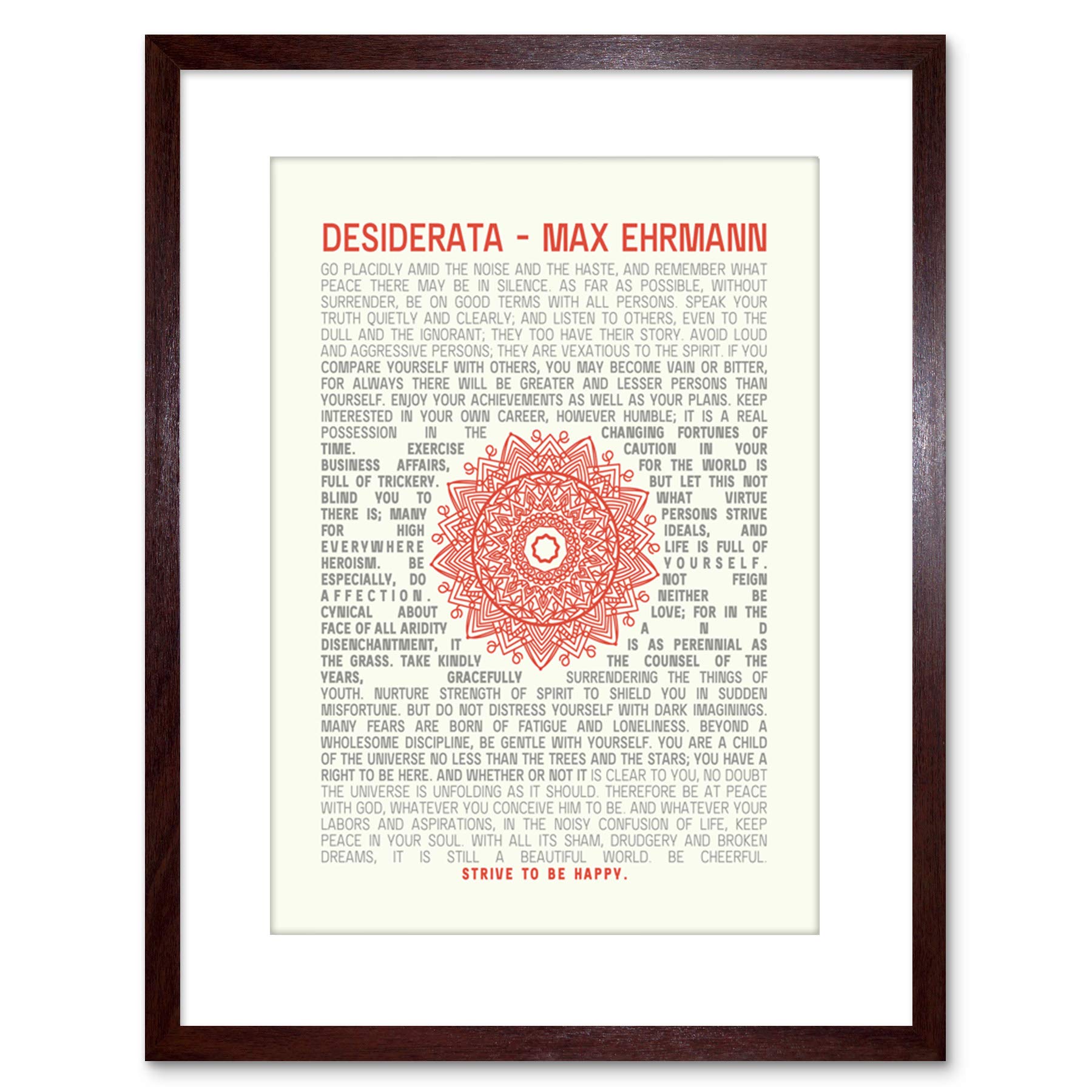 Wee Blue Coo QUOTE DESIDERATA MANDALA EHRMANN TYPOGRAPHY FRAMED ART PRINT F97X13483