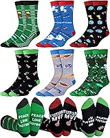 Patelai 6 Pairs Funny Football Socks for Men - Novelty Crew Socks with American Designs, Perfect Gift for Fans US 9-12