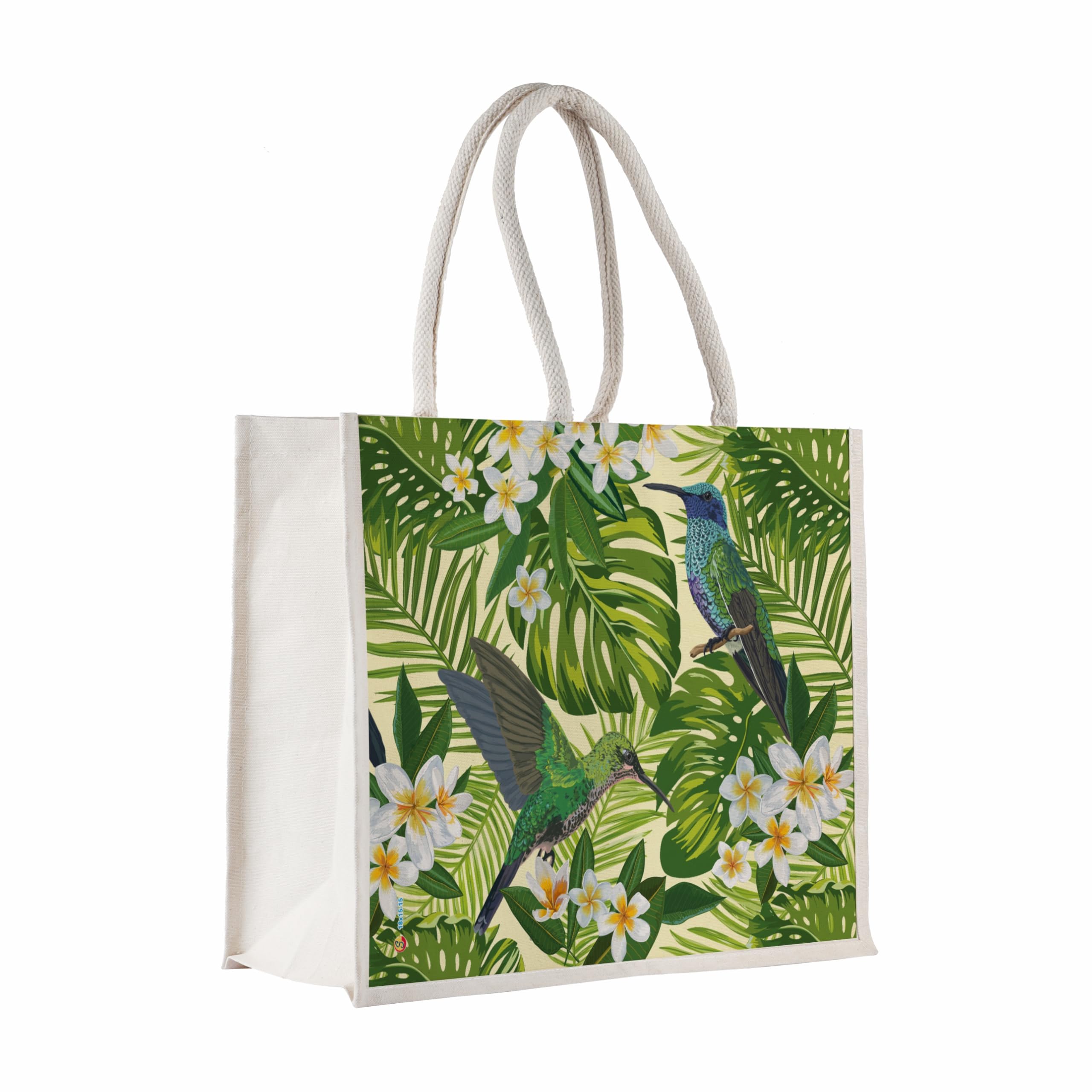 Sangra Large Cotton Canvas Reusable Bags for Travel, Grocery Shopping Bag, Multi-Purpose Bag, Sturdy Handle With Zipper Lock (18 inch X15 inch X6 Inch)