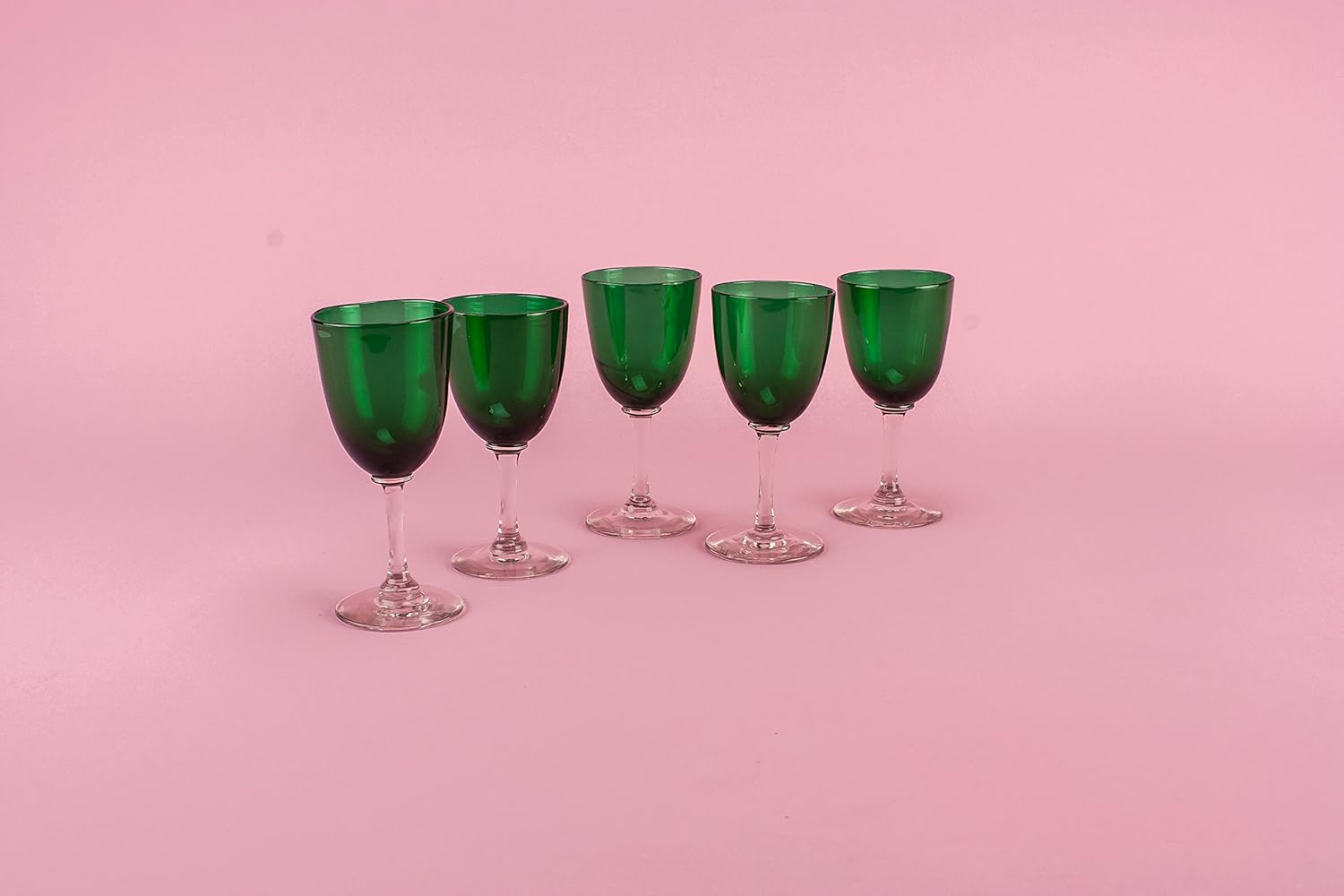 5 Green Antique 75Ml Christmas Small Dessert WINE GLASSES