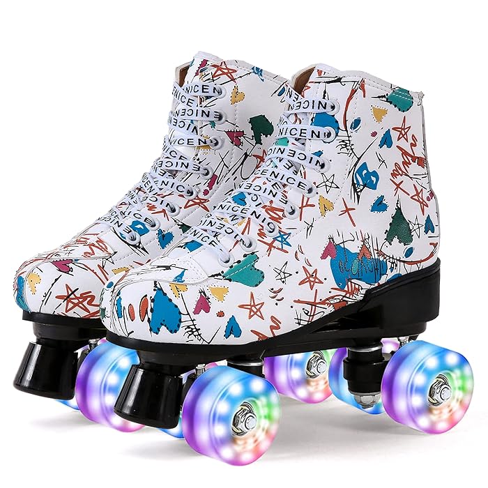 Buy Women's Indoor Outdoor Roller Skates Quad Wheels Light up Girls