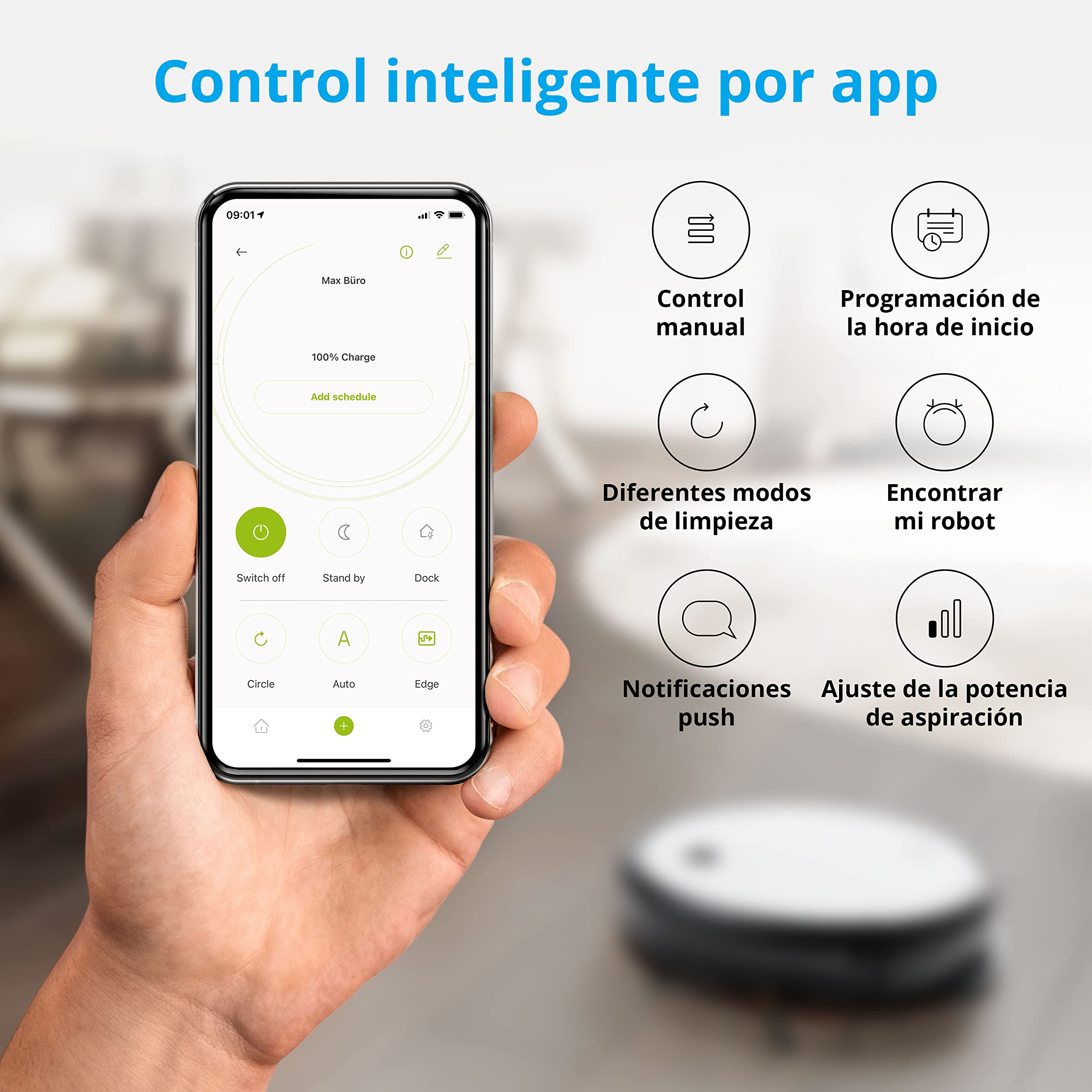 MEDION Robot Aspirador con función de fregado y navegación Inteligente S12 SW (2.100 Pa, Potente Cepillo Central, Control Mediante la App Alexa, aspiración con fregado en Paralelo, estación de Carga