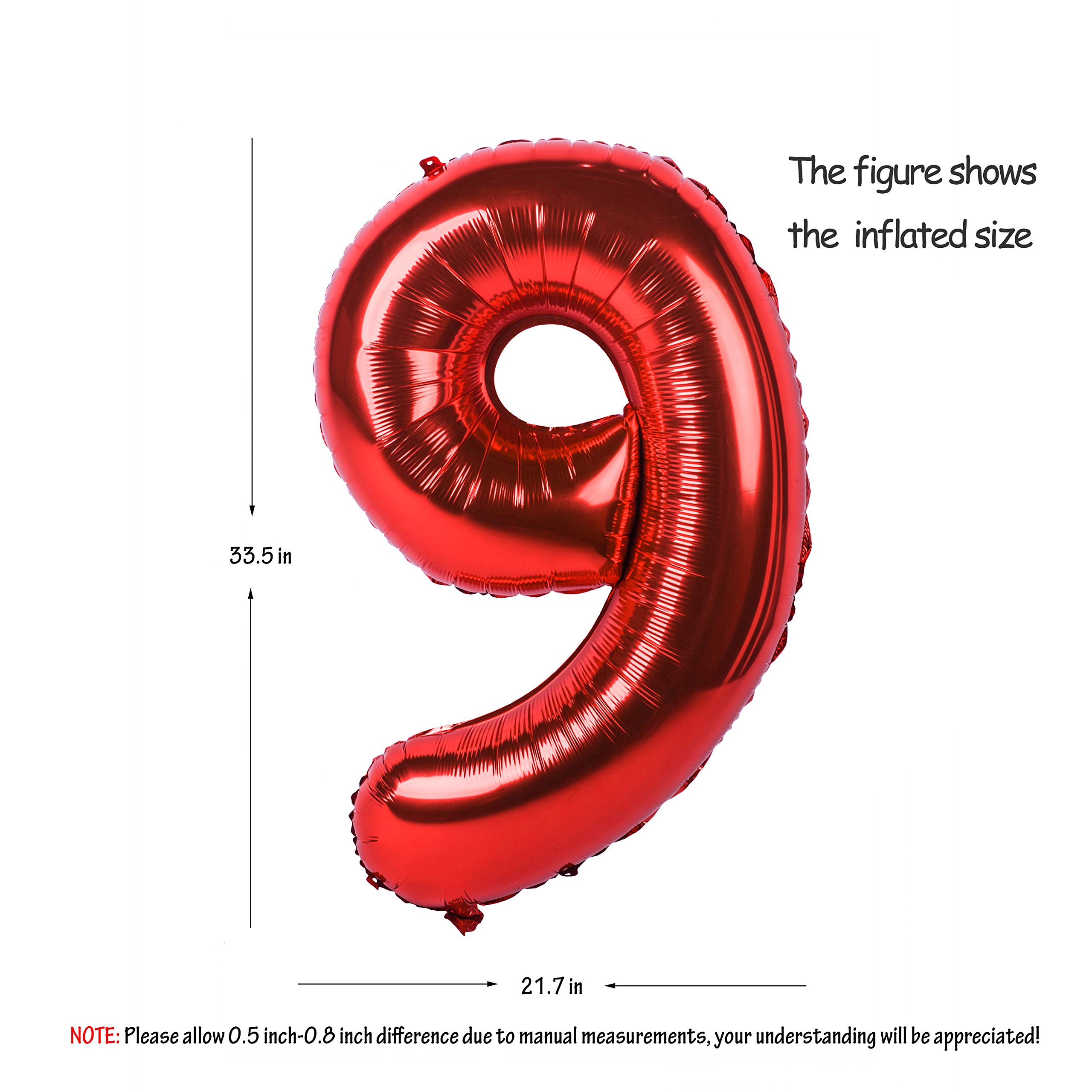 Red 0 balloon 40 Inch Giant Helium Foil Number 0 to 9 Red Balloon Birthday Wedding Party Digital Decorations (Number 0) — view 351