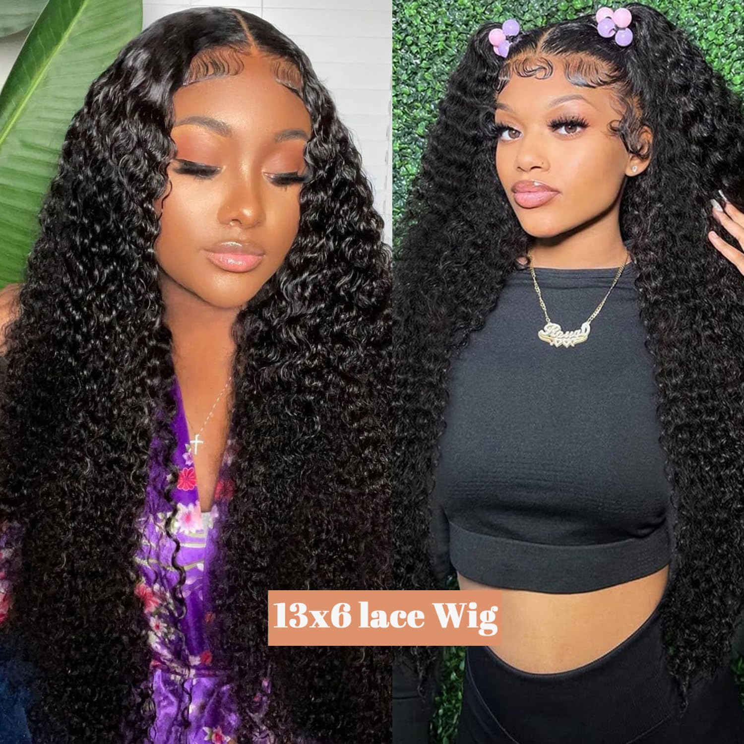 30 Inch Deep Wave Lace Front Wig Human Hair 13x6 Glueless 180% Density 30 Inch Ginger Orange Lace Front Wigs Human Hair Deep Wave  main image 2
