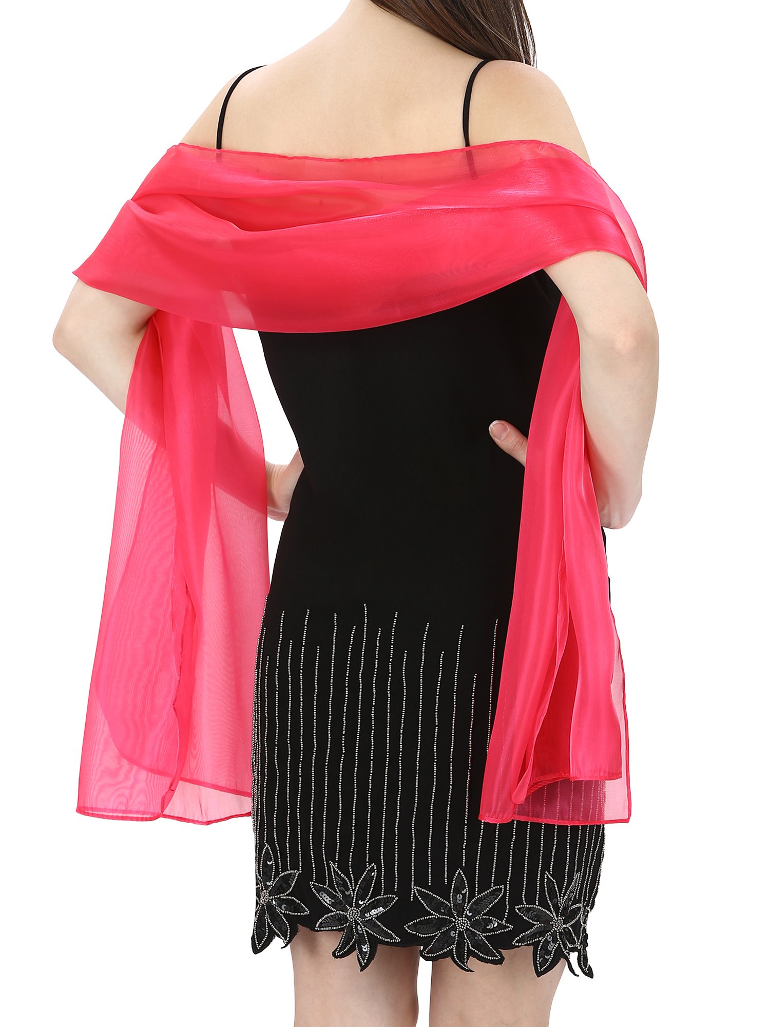 World of Shawls Silky Iridescent Wrap Stole Shawl For Weddings Bridal Bridesmaids Evening Wear Prom & Parties (Fuchsia)