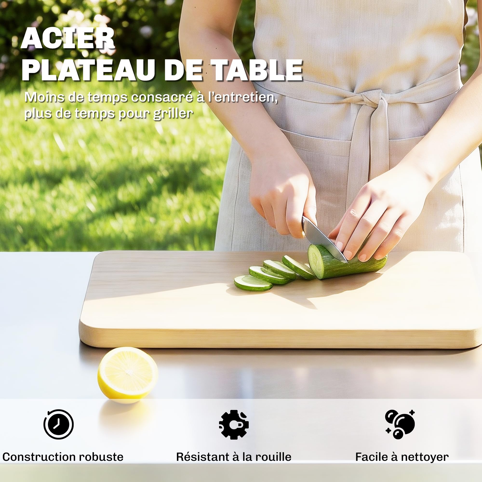 Outsunny Desserte jardin chariot de barbecue sur roulettes îlot de cuisine plateau en acier inoxydable placard Porte-Serviettes, Ouvre-Bouteille 140,5 x 68 x 89 cm Noir