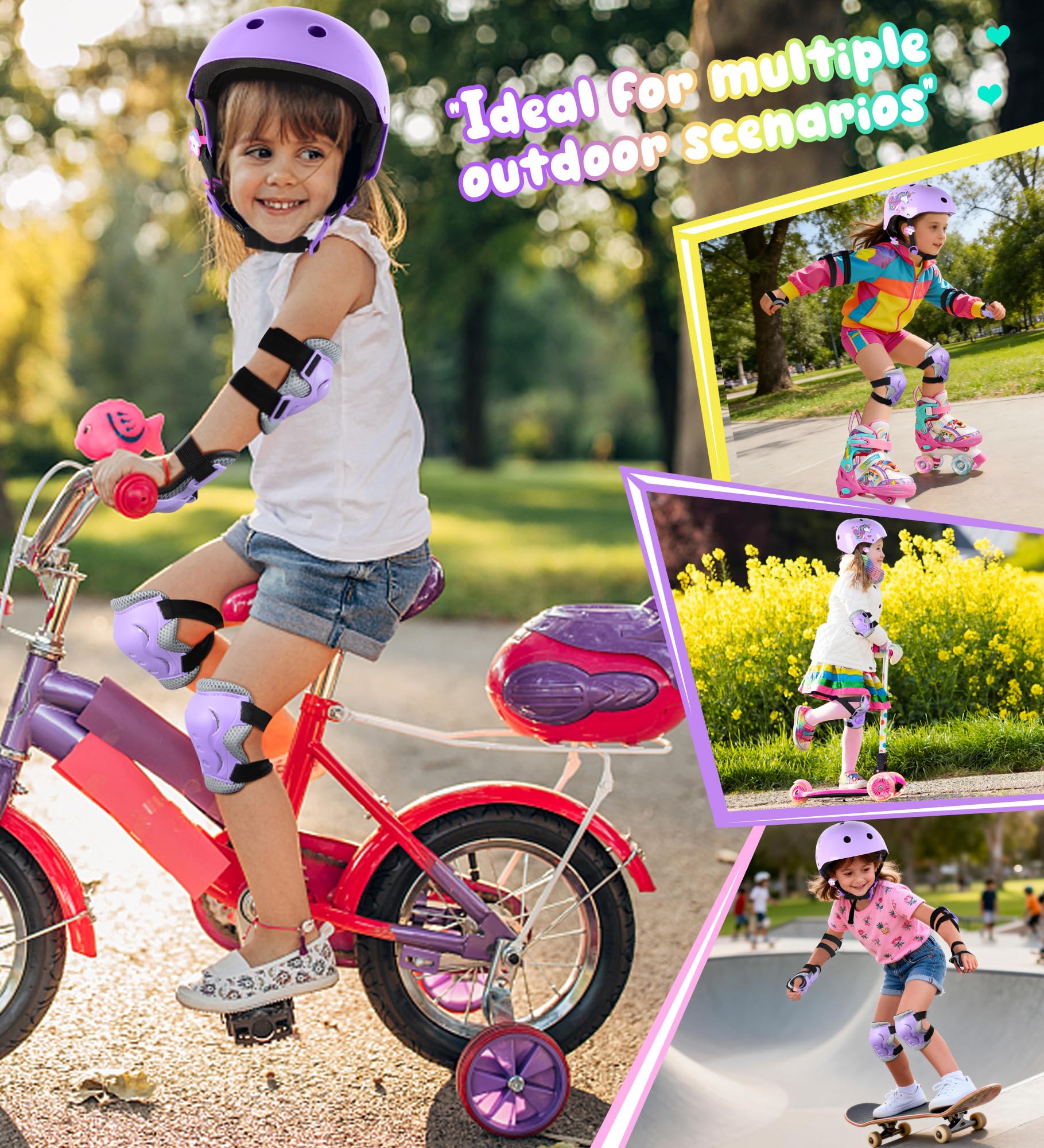 Unicornio Protección para Patines Infantiles Rodilleras para niñas Protecciones Skate Niño con Bolsa de Cordón para Patinaje Skateboard Monopatín Bicicletas — view 8