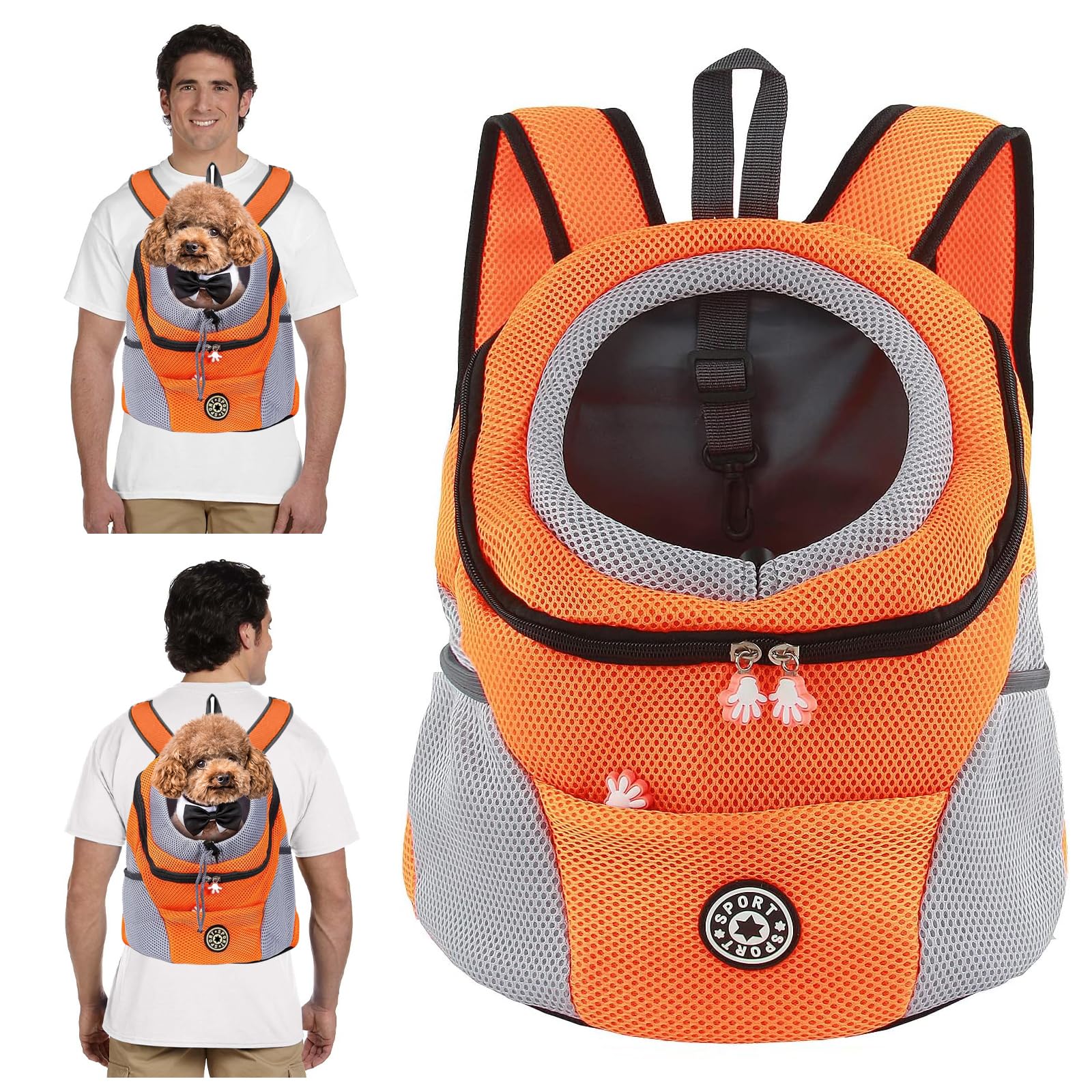 PETCUTE Mochila para Perros y Gatos,Transpirable,Mochila Transportadora para Perros con Correa de Seguridad,Mochila Ajustable para Mascotas con Fondo Impermeable,Correa Acolchada para el Hombro