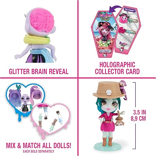 Miniatura 4 de Zombaes Forever, Wild Vibes, Surprise - Figura coleccionable de zombi, accesorios de muñeca y ataúd de juguete (los estilos pueden variar), 3.5