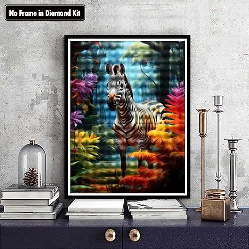 Miniatura 2 de Zariocy Kits de arte de diamantes 5D para adultos, cebra, pintura de bricolaje con arte de diamantes, arte redondo de diamante, pinturas de