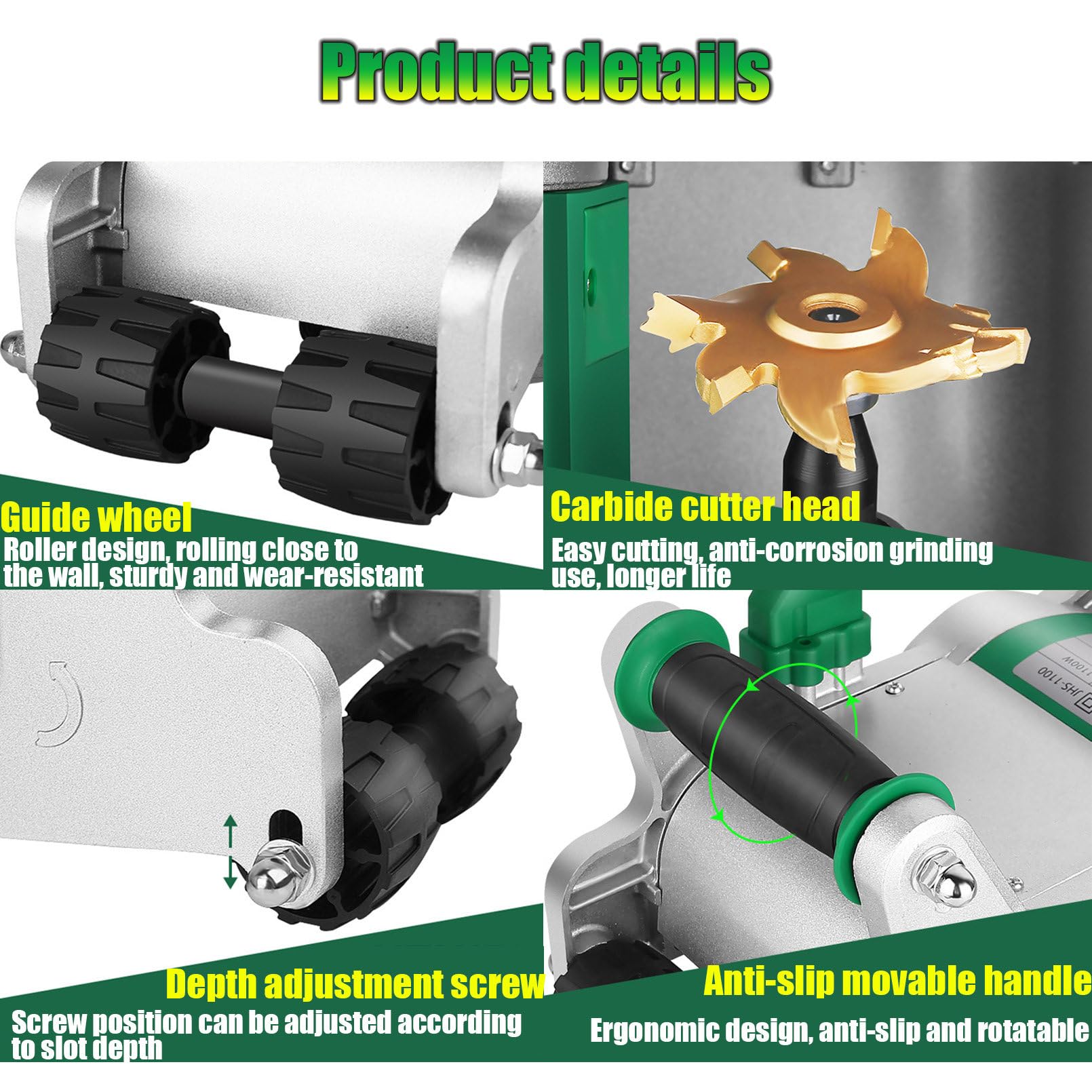 Rozadora De Pared EléCtrica De 1100w, MáQuina Ranuradora De HormigóN, MáQuina Ranuradora De Pared Profesional Sin Polvo, Rozadora De Pared, DiseñO Colgante, Ancho Ajustable,25mm/35mm