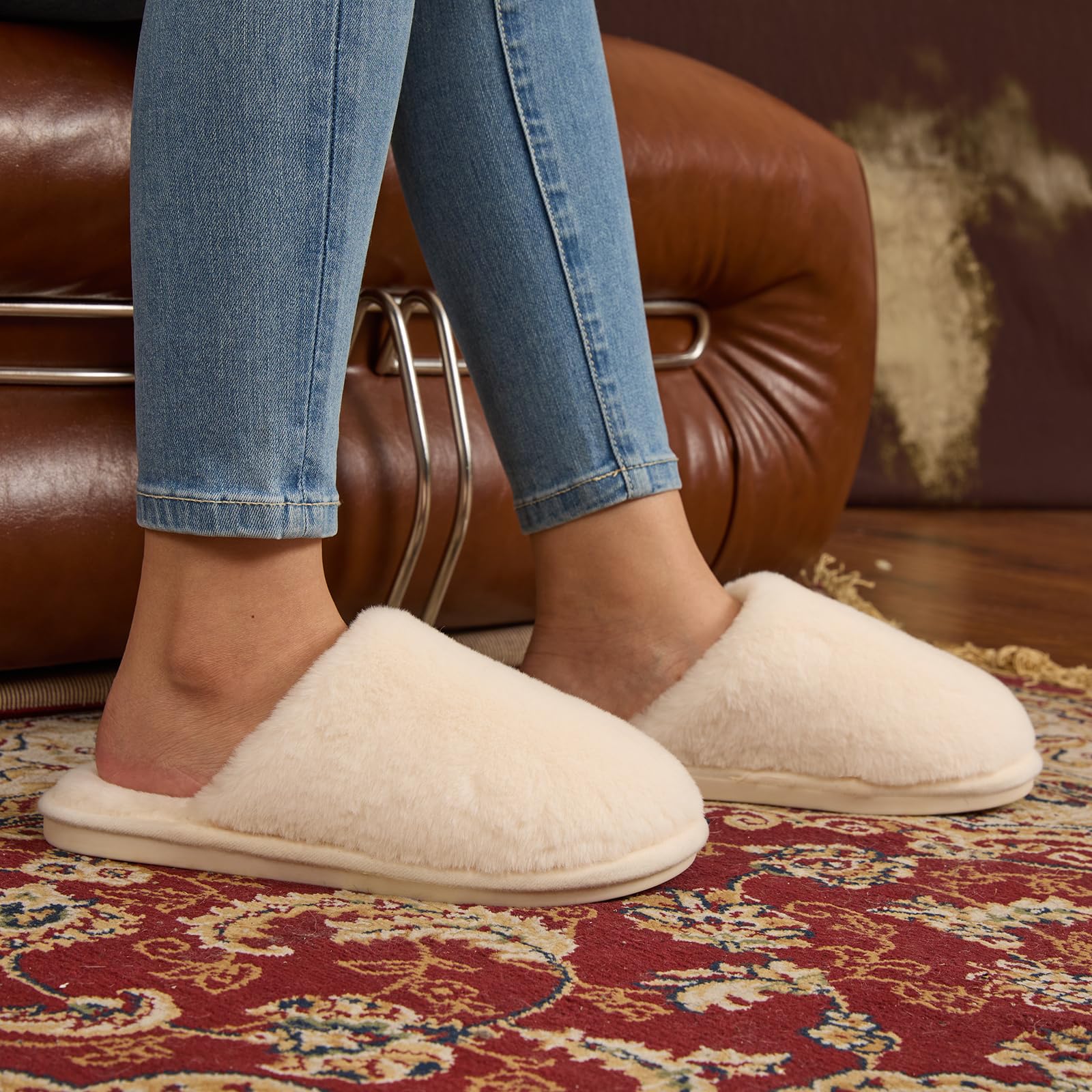 Coswind Pantofole Donna Uomo Invernali Ciabatte Pelose Peluche Calde with Memory Foam Imbottite Casa Antiscivolo Mocassino Scarpe Morbide Comode Unisex Eleganti