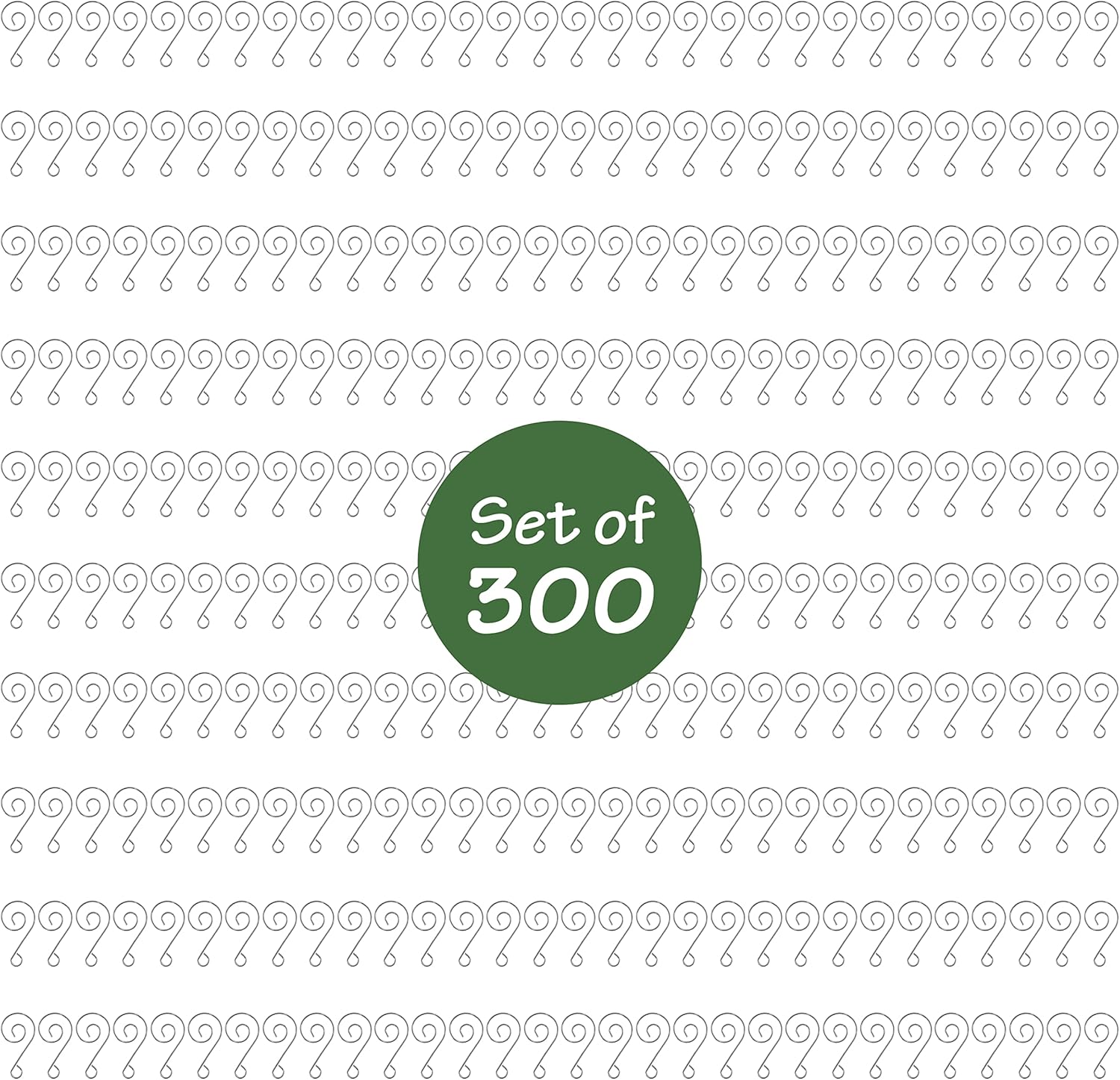 BANBERRY DESIGNS Christmas Ornament Hooks - Silver Chrome S-Hooks - Hangers - Decorative Swirl Scroll Design - 1.75 Inches Long - Set of 300 Hooks