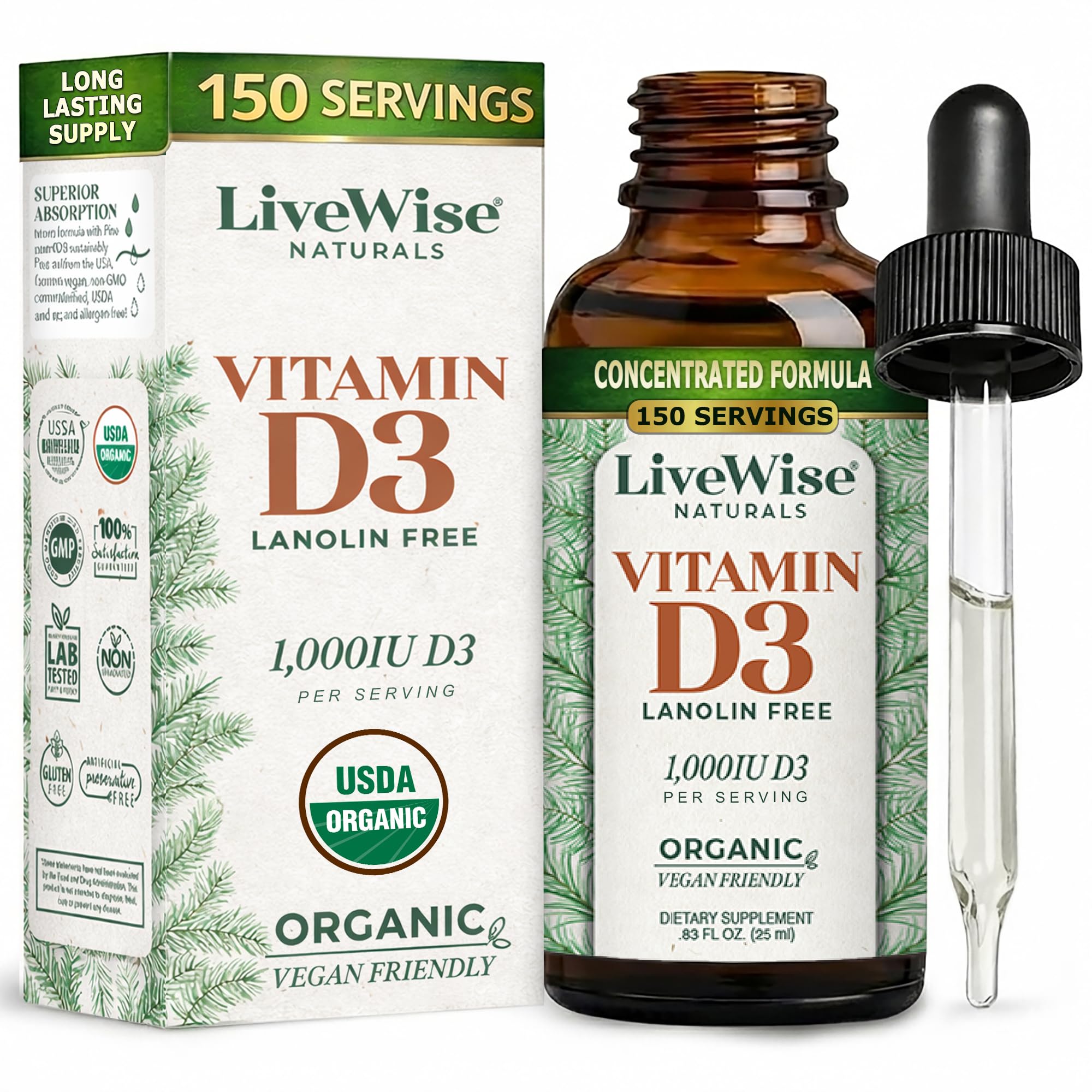 Amazon.com: Live Wise Naturals Vitamin D3 1000 IU, 25 MCG Drops