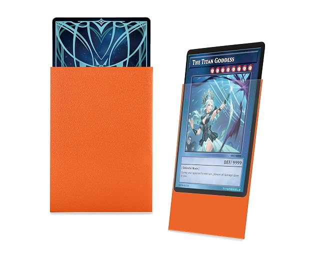 Foto 3 de 5 de TitanShield (150 Sleeve/Ember Orange Small Japanese Sized Trading Card Sleeves Deck Protector for Yu-Gi-Oh