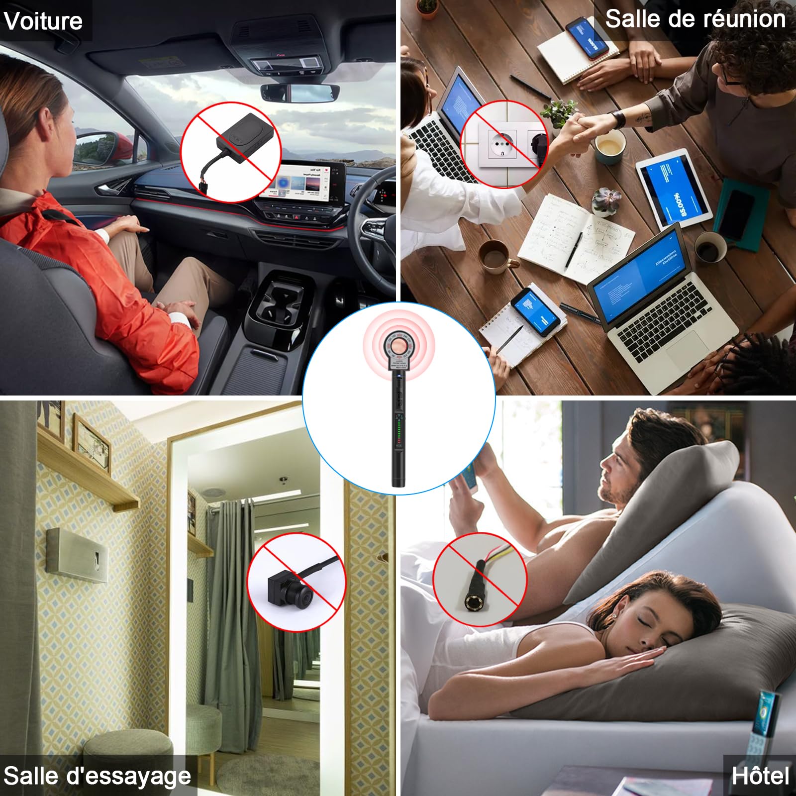 Détecteur de Caméra Anti Espion, Détecteur de Micro Caméra Cachée, Détecteur RF/Bug sans Fil, Scanner GPS Tracker Détecter GSM avec 12 Niveaux de Sensibilité pour Bureau/Hôtels