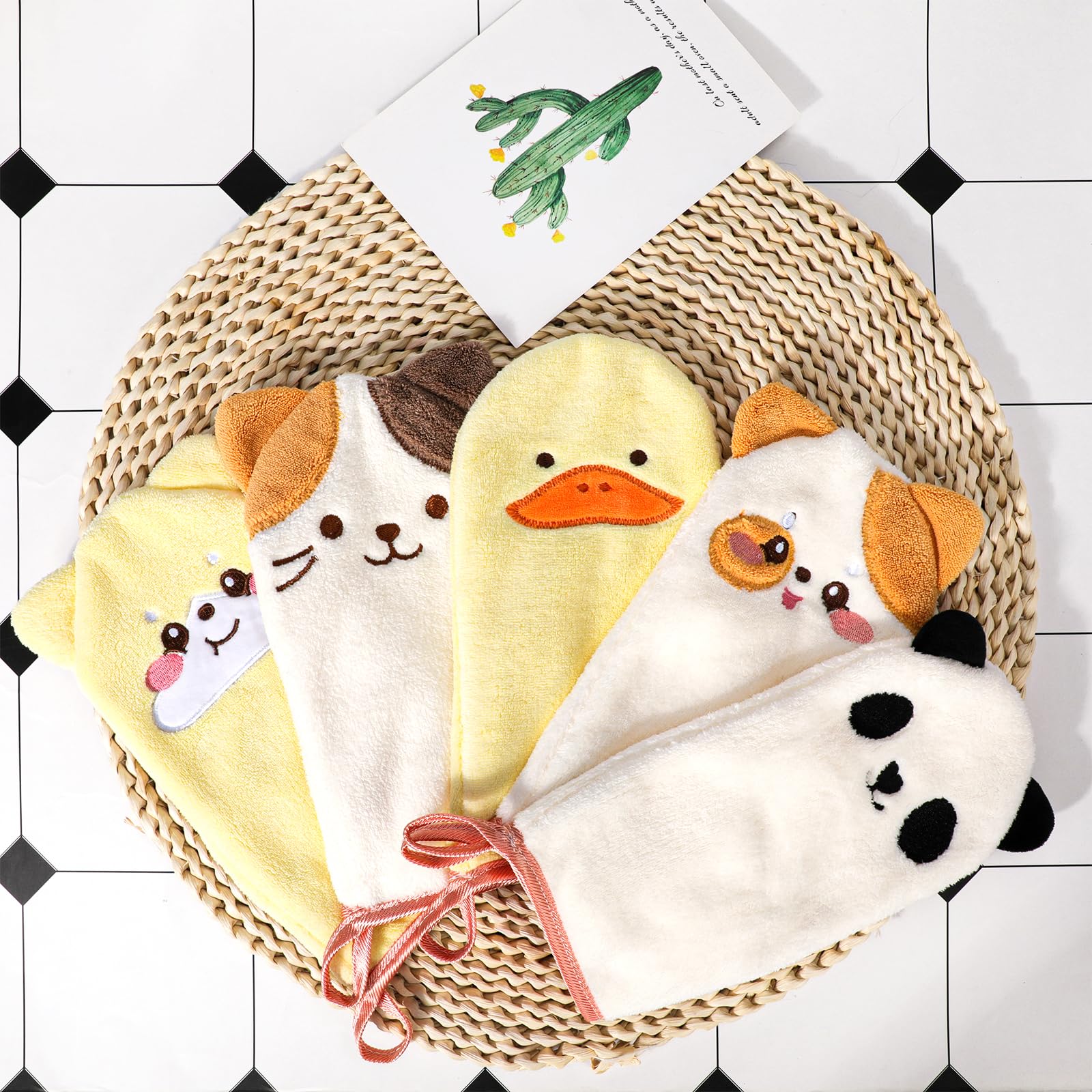 PHOGARY Paquete de 5 Manoplas de Microfibra para el baño, 4.5 x 9 Pulgadas, súper absorbentes y Suaves, Estilo Animal Lindo, Exfoliante Suave para bebés, niños pequeños y niños, baño y Ducha