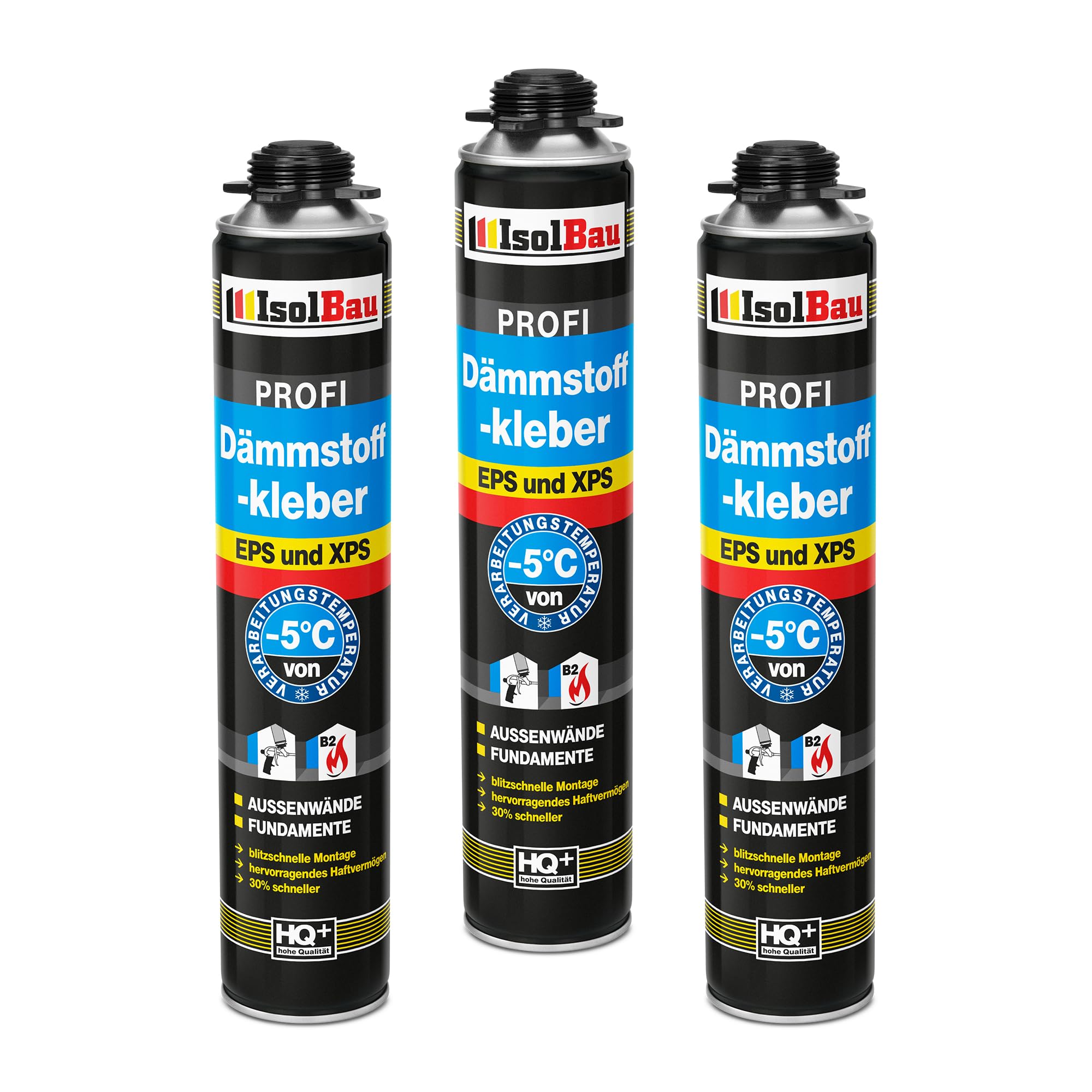 Isolbau Colle isolante B2 - 3 x 750 ml de colle périmétrique pour panneaux EPS et XPS - Mousse adhésive en polyuréthane 1K pour fixer et isoler