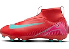 Jr. Mercurial Superfly 10 Academy Little/Big Kids' MG High-Top Soccer Cleats (FQ8304-800, Ember Glow/Aurora Green)