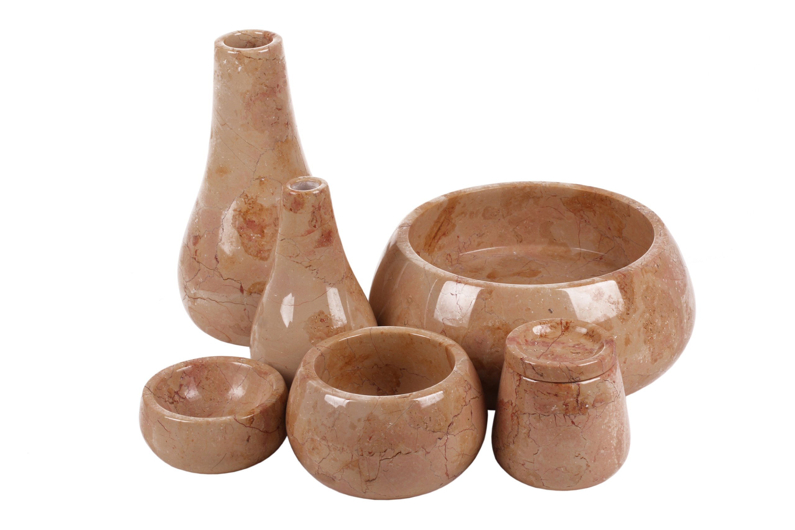 Sehr elegante Schale Schüssel Dekoschale massiv Marmor beige Oblique als Obstschale oder Salatschüssel Ø 28cm 12cm Hoch, Schüssel mit Rund und schiefe Form