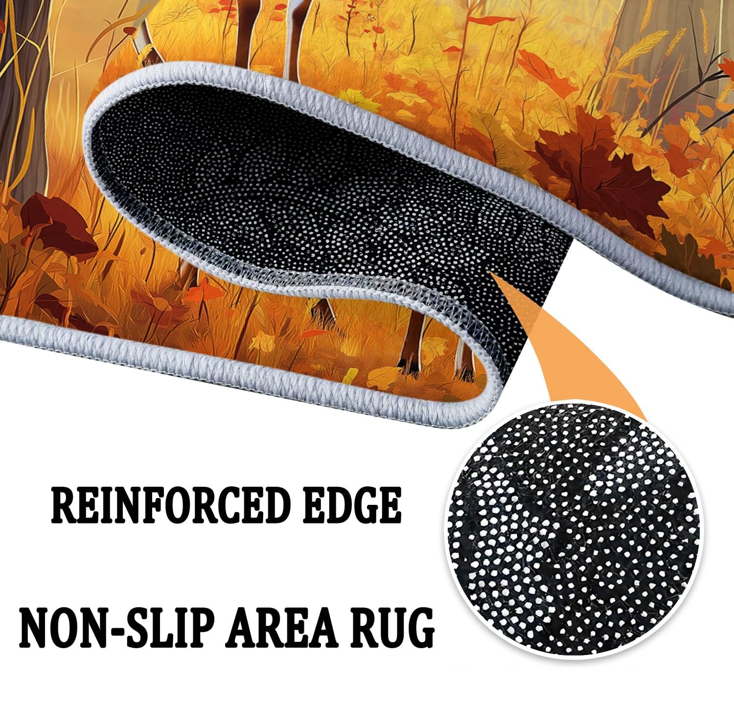 Alfombra redonda de 120 cm para sala de estar, paisaje natural, bosque, ciervos, alfombra suave y esponjosa para dormitorio, alfombra circular amarilla, alfombra antideslizante lavable para el suelo