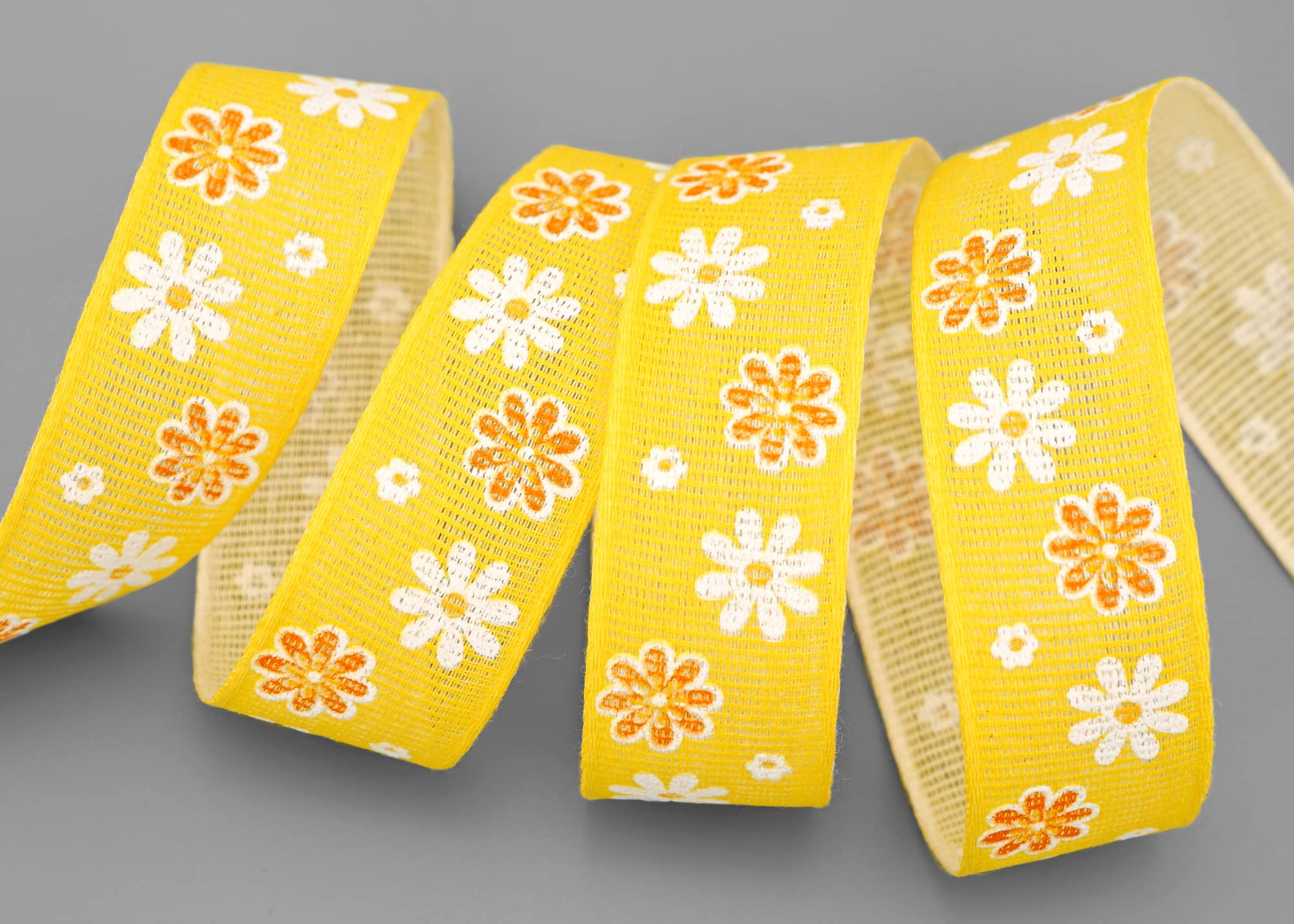 Nastro Di Cotone Con Fiori Blu Chiaro, 20m X 25mm, Biodegradabile, Made In Germany - 3