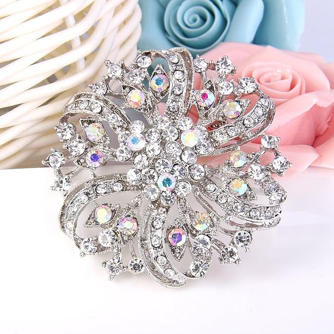 Tenye da donna in cristallo austriaco nozze Blooming rose fiore spilla Donna sla