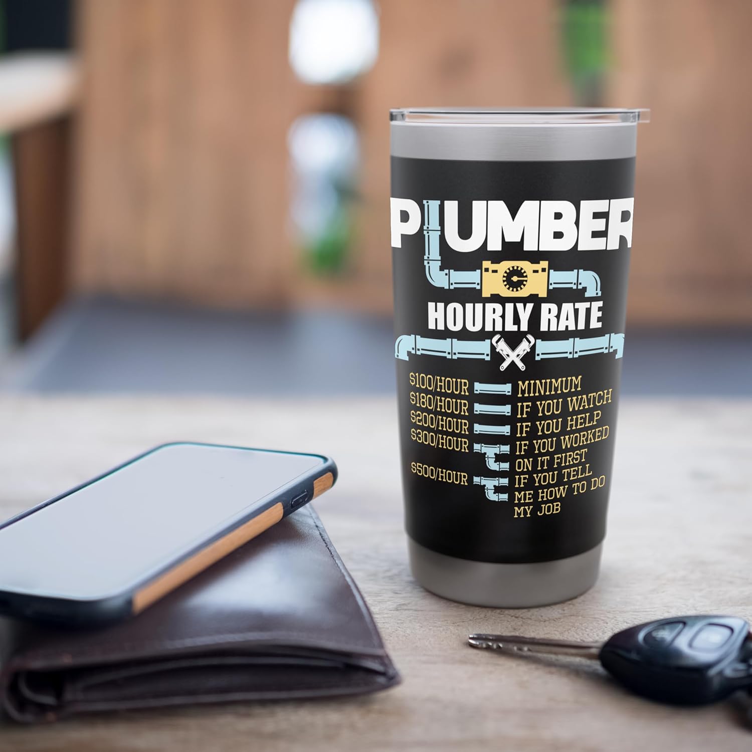 Plumber Hourly Rates - Funny Plumbing Handyman Pipe Fitter Stainless Steel Insulated Tumbler