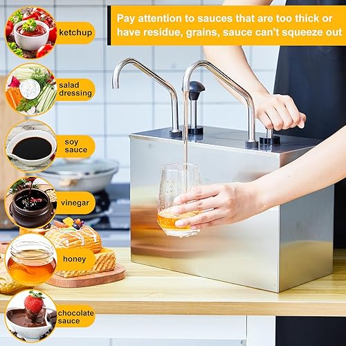 Miniatura 3 de Lasnten Dispensador de bomba de condimentos de 3.7 cuartos de galón, dispensador de bomba de salsa de acero inoxidable, estación de bomba de