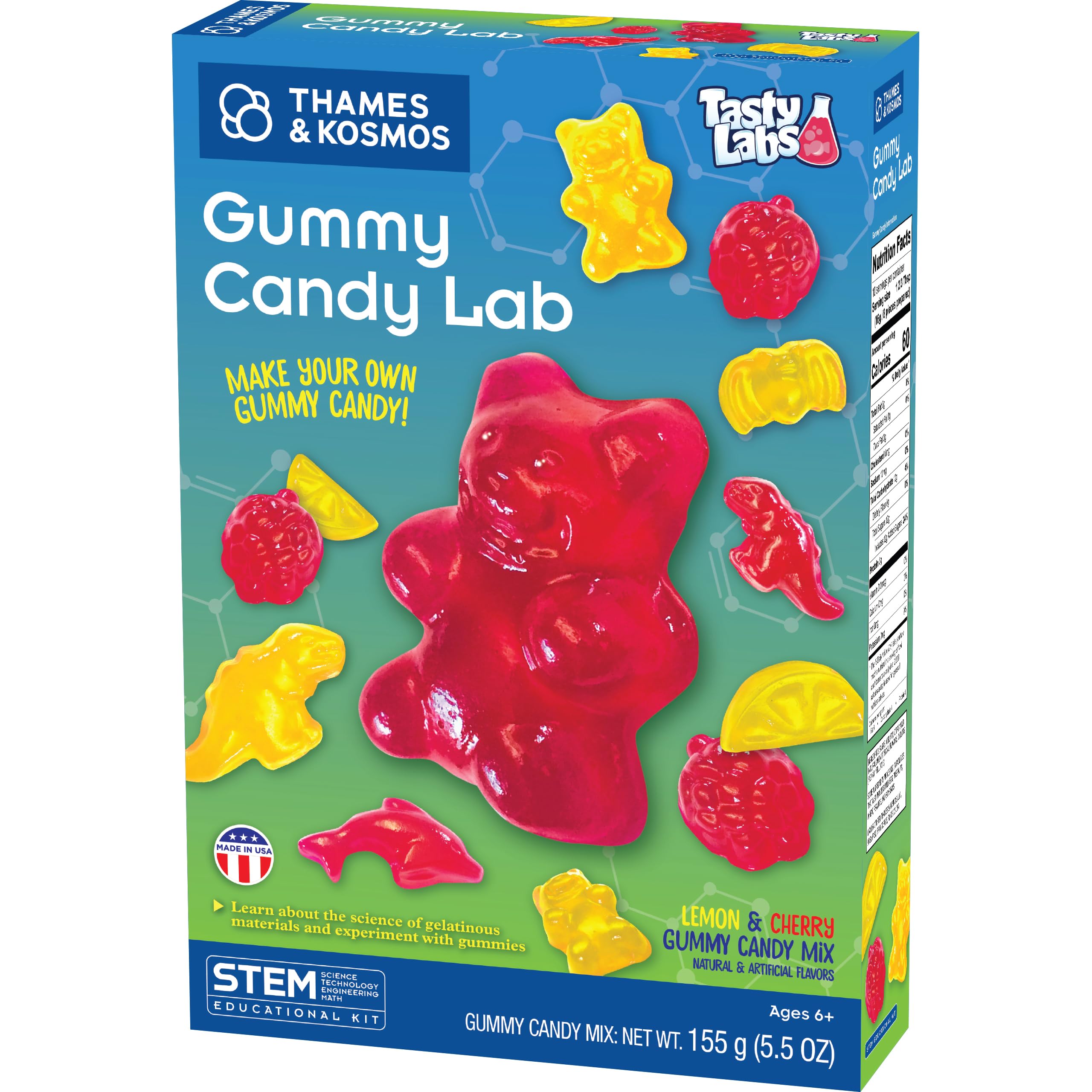 Gummy Candy Lab V2.0 Tasty Labs STEM Experiment Kit, Make Yummy Gummy Candies in Cool Shapes - Dinos, Dolphins, Bears & More! Explore Chemistry, Made in USA, Food Ingredients Included