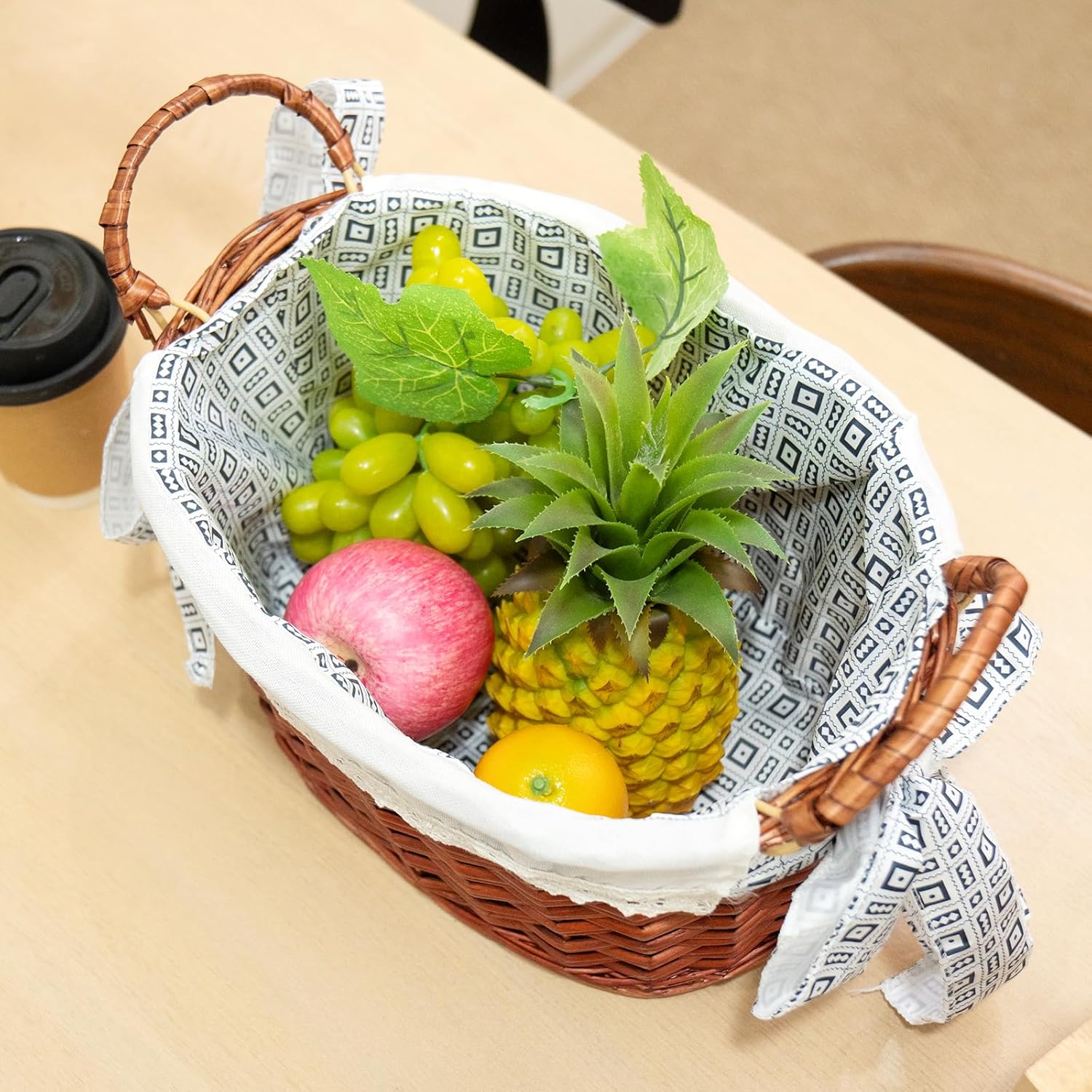 Wicker Storage Basket, Oval Storage Basket, Natural Decoration, Coffee Crafts, 13 * 9 * 7.5in
