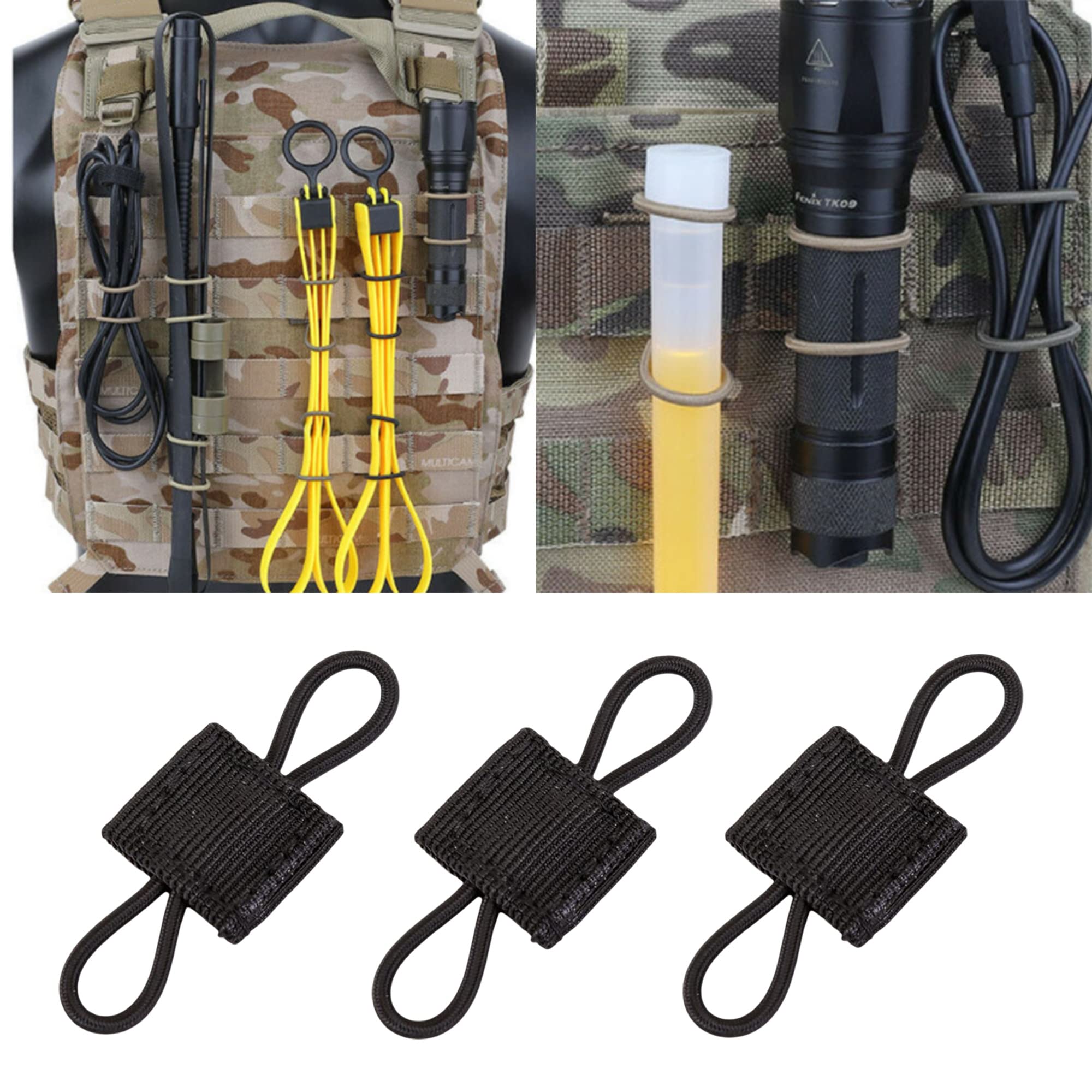 12 sztuk zewnętrznych torebek Molle z klamrami, taktyczna kamizelka z paskiem z klamrą, akcesoria do plecaka taktycznego systemu Molle, do anteny Stick Rohr, butelek