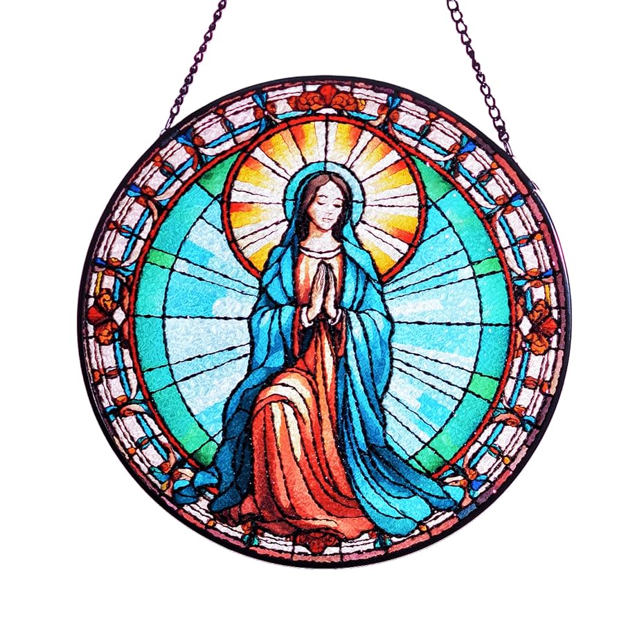 Amazon.co.jp: 聖母マリア ステンドグラス 窓掛け 8インチ/20cm