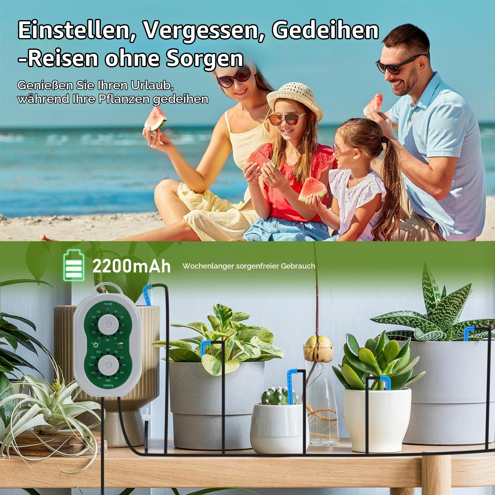 Automatische Bewässerungssystem Indoor für 15 Topfpflanzen, Automatisches Tropfbewässerungskit Selbstbewässerungssystem mit Programmierbarer Wassertimer für Pflanzen Garten Balkon Gewächshaus