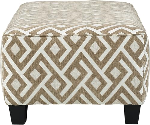Miniatura 4 de Signature Design by Ashley Dovemont - Otomana decorativa de gran tamaño, color beige y blanco