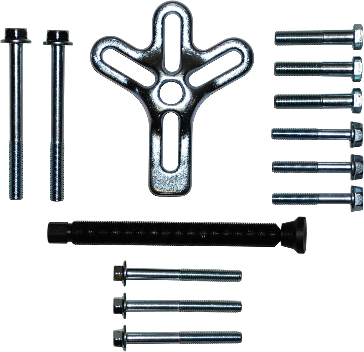 Cal-Van Tools 189 Harmonic Balancer Puller - 2.30 lb. Pulley Puller Kit with 4 Slots Yoke, Swiveling Center Screw. Automotive Engine Tools,Multi,One Size