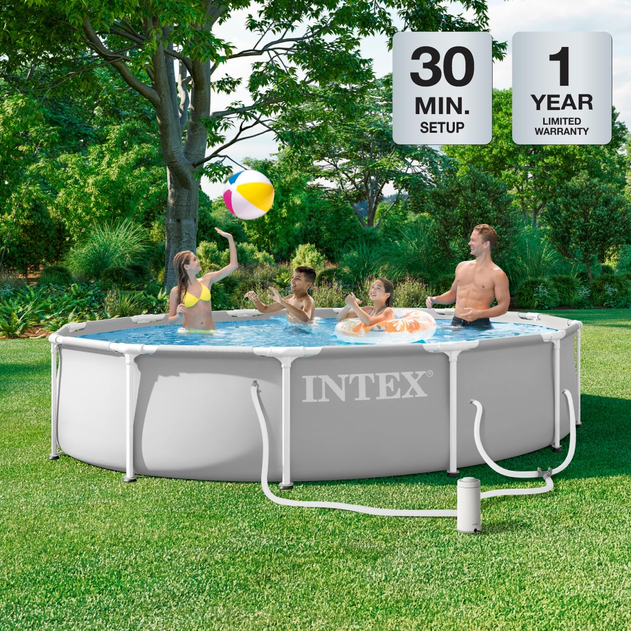 Condition photo showing New/Like New for intex 26711ep 12ft x 30in prism frame premium above ground swimming pool set with filter pump