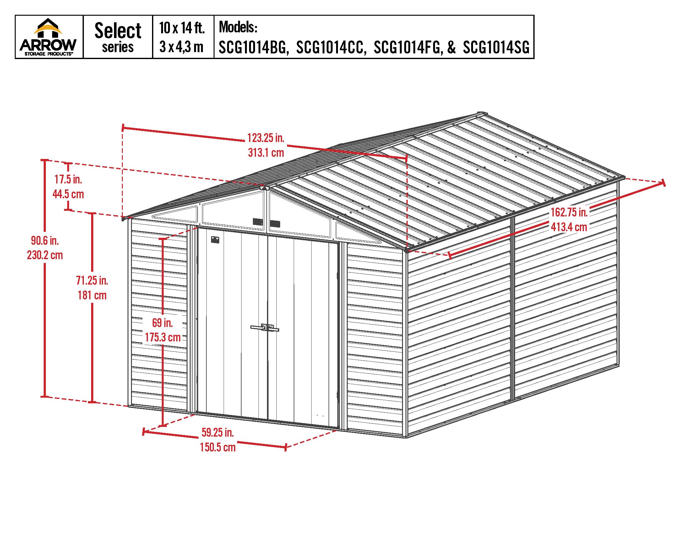Arrow 10 ft. W x 8 ft. H x 8 ft. D EZEE Galvanized Steel High Gable
