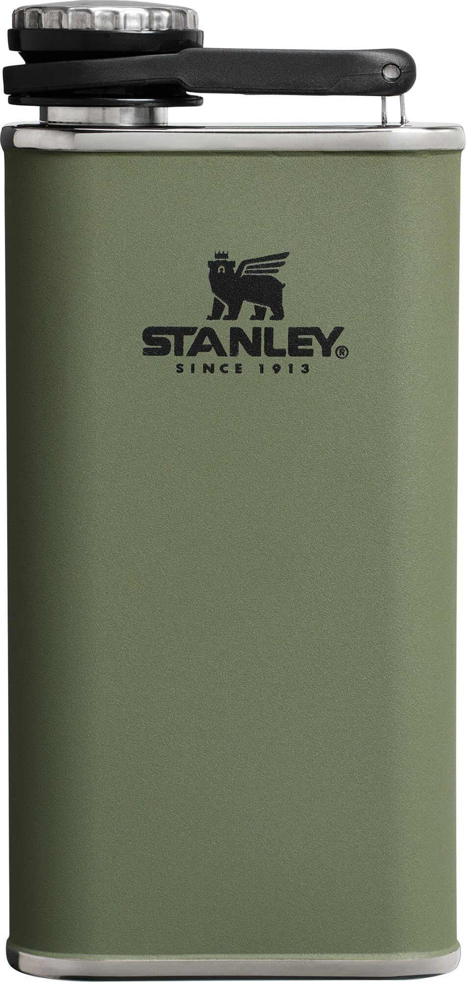 Stanley Classic Easy Fill Wide Mouth Flask 8 oz | Leakproof Hip Flask | Hinge Connected Never Lose Cap | Insulated Stainless Steel Liquor Container | BPA-Free | Dried Pine